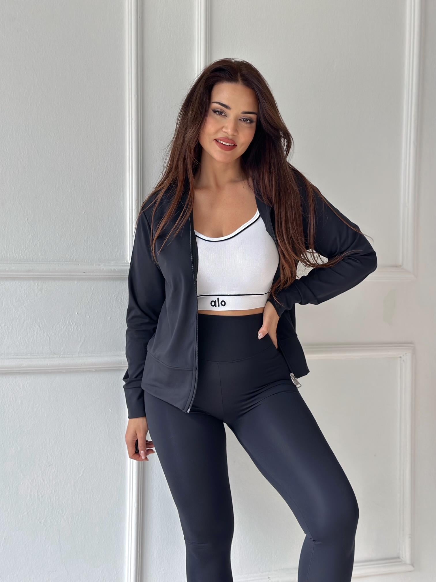 Active Kadın Ceket Tayt Spor Takım – Siyah · 3