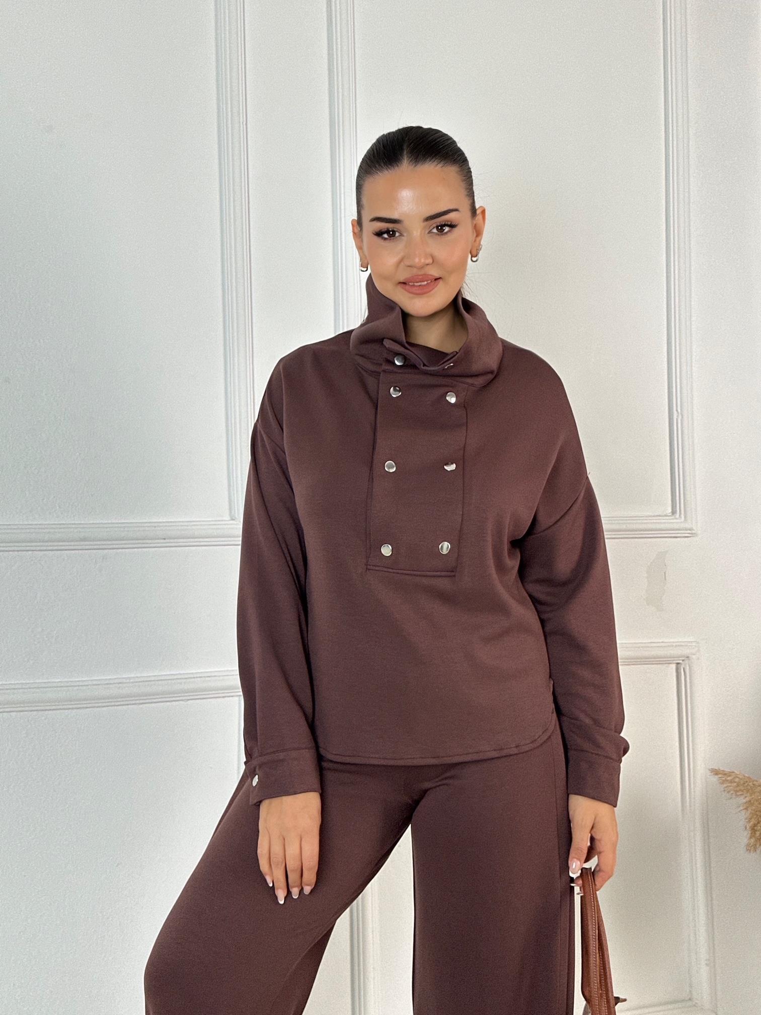 Çift Çıtçıt Detaylı Spor Şık Takım - Kahve · 5