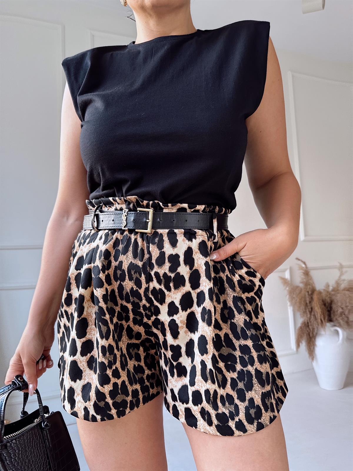 Leopar Desen Şort