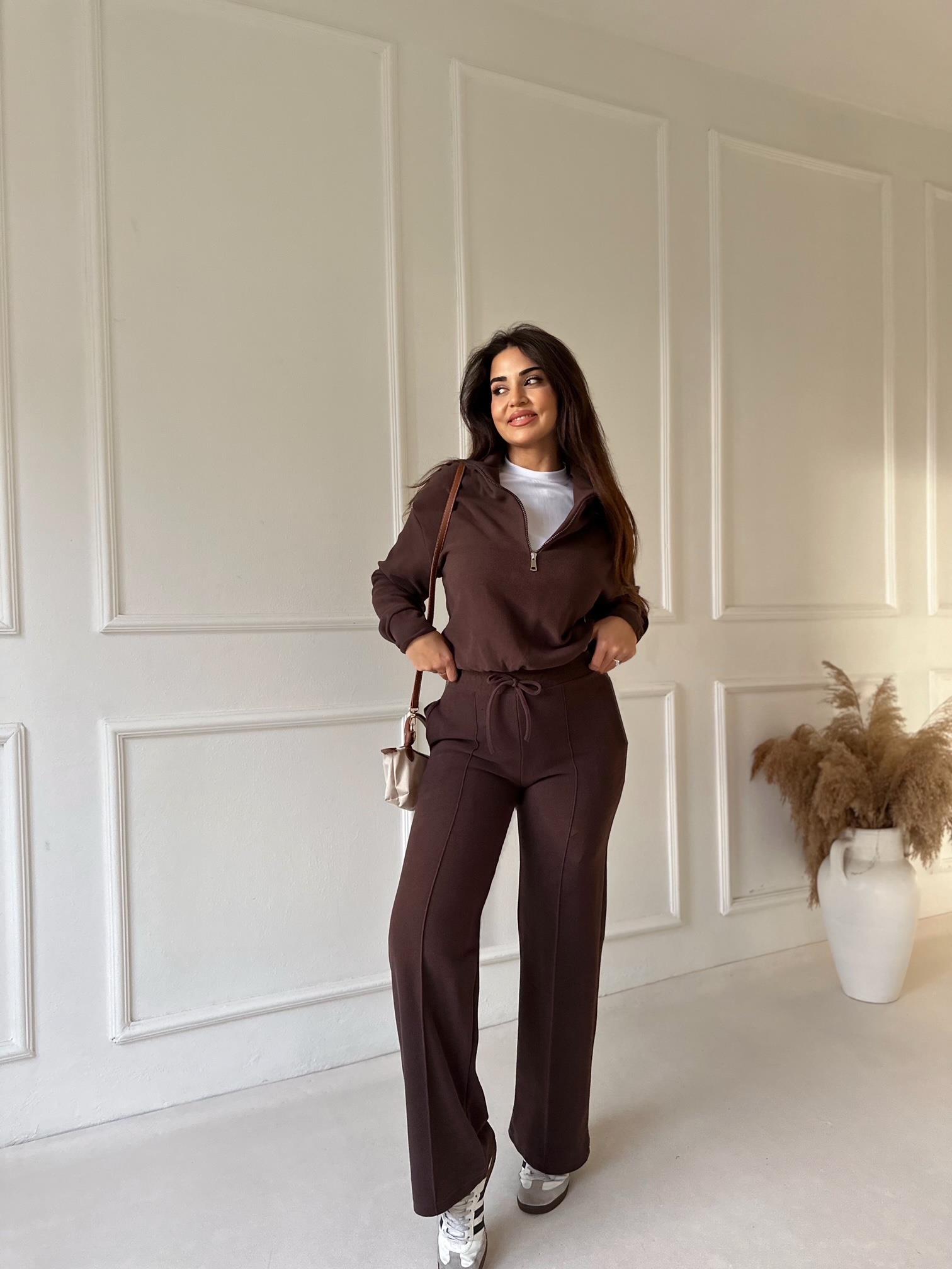 Lina Fermuar Detaylı Pamuklu Takım- Kahve · 7