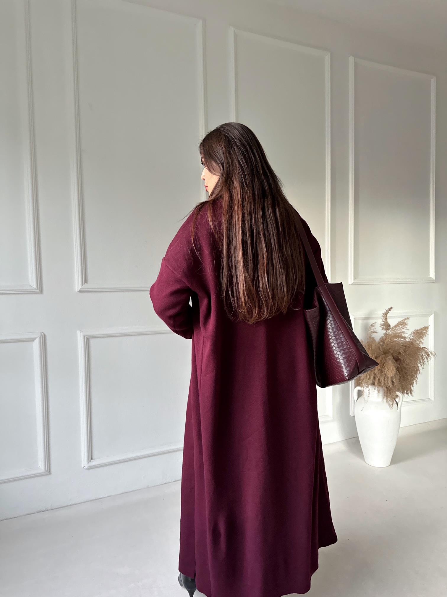 Lüks Kalite Bordo Kolsuz Triko Elbise Ve Hırka Takım | Nora Butik · 7