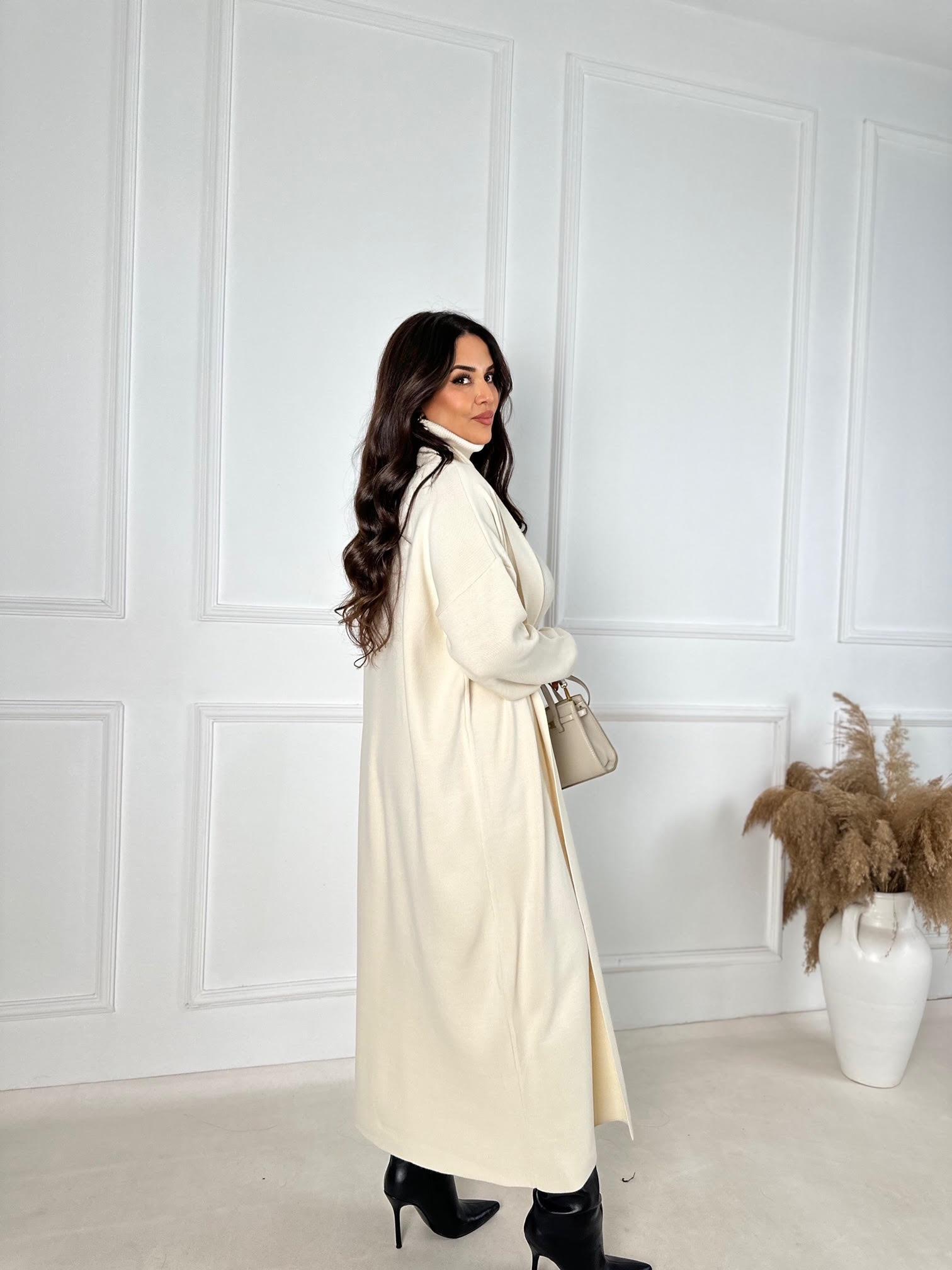 Lüks Kalite Ekru Kolsuz Triko Elbise Ve Hırka Takım | Nora Butik · 7