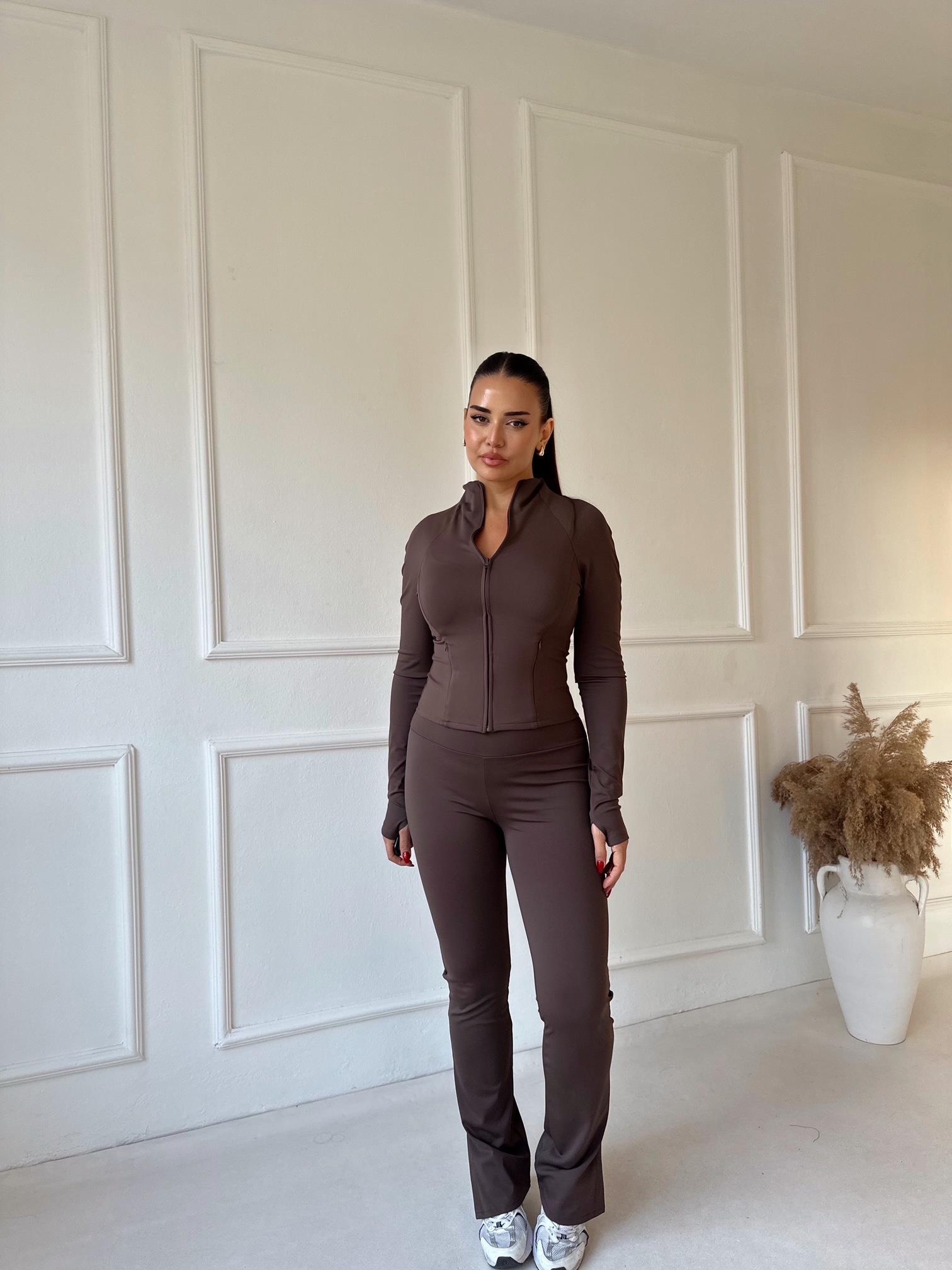 Lüks Kalite Oysho Model Kahve Ceket ve Pantolon Takım · 2