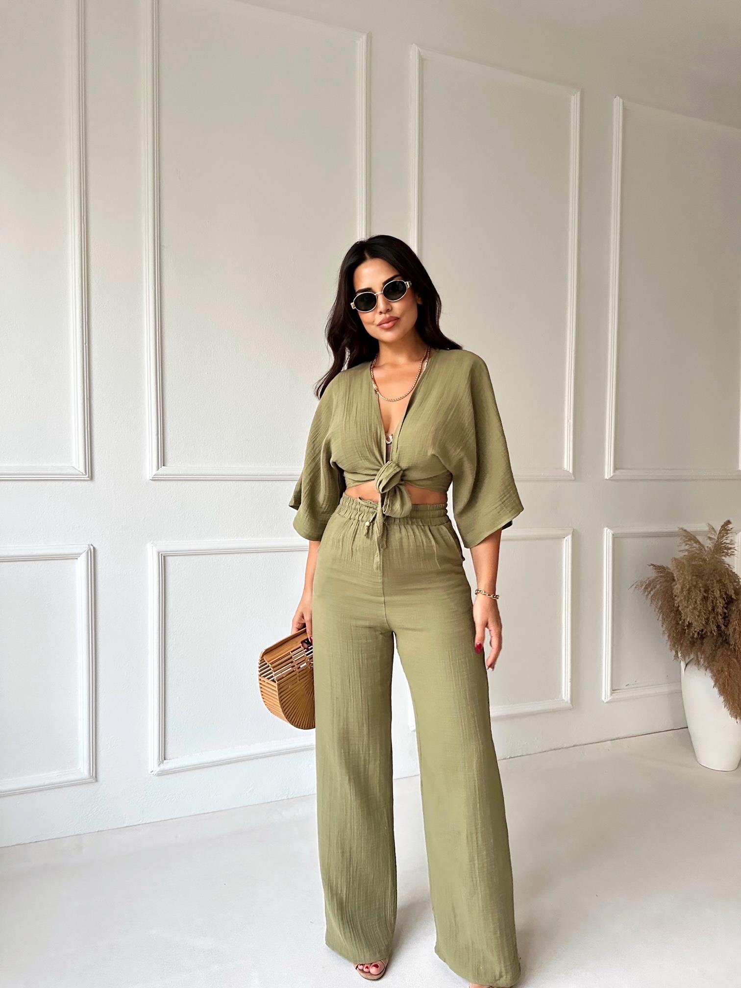 Lüks Kalite Pamuklu Pantolon Haki