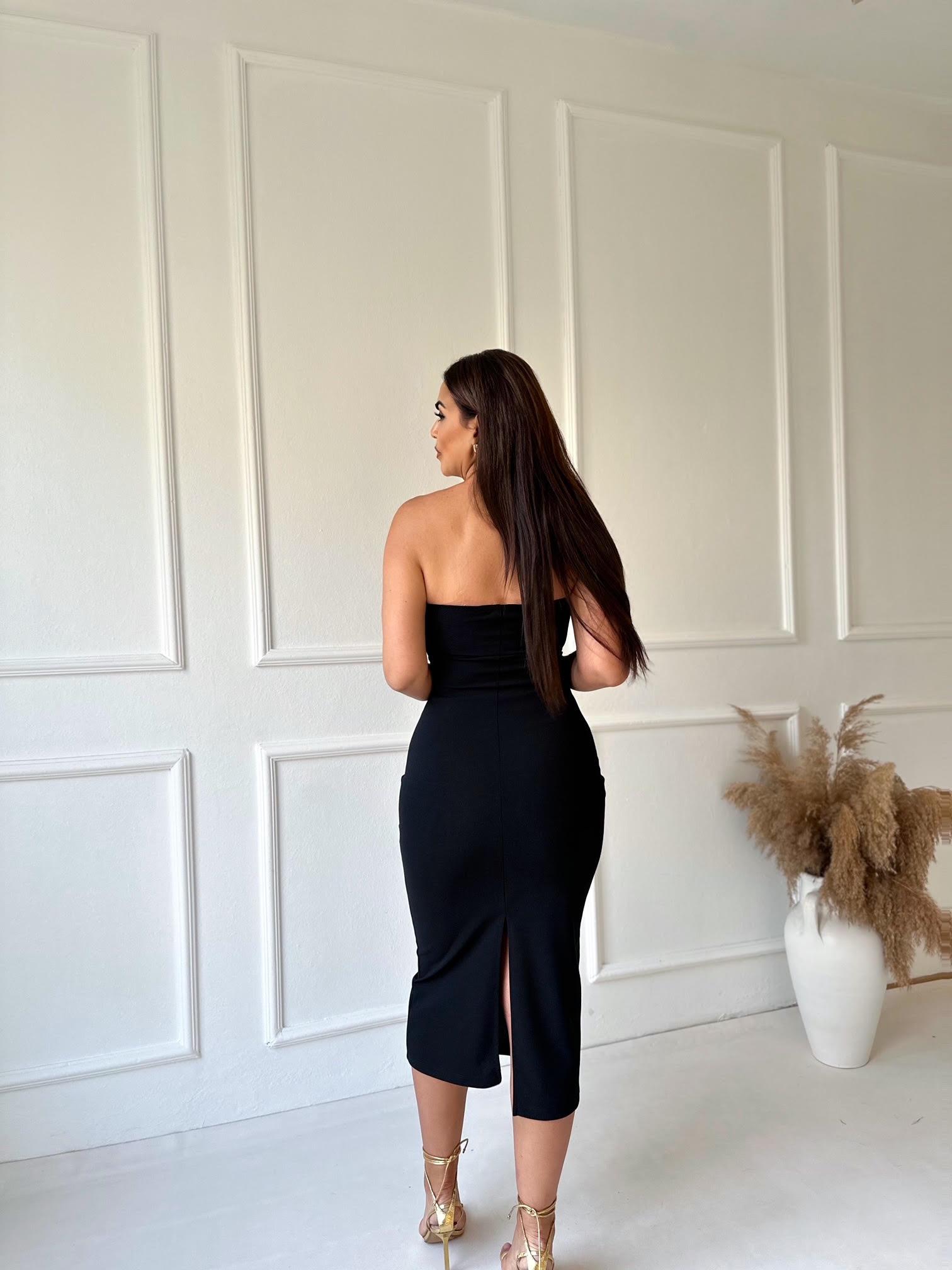 Lüks Kalite Straplez Midi Kalem Elbise | Nora Butik · 6