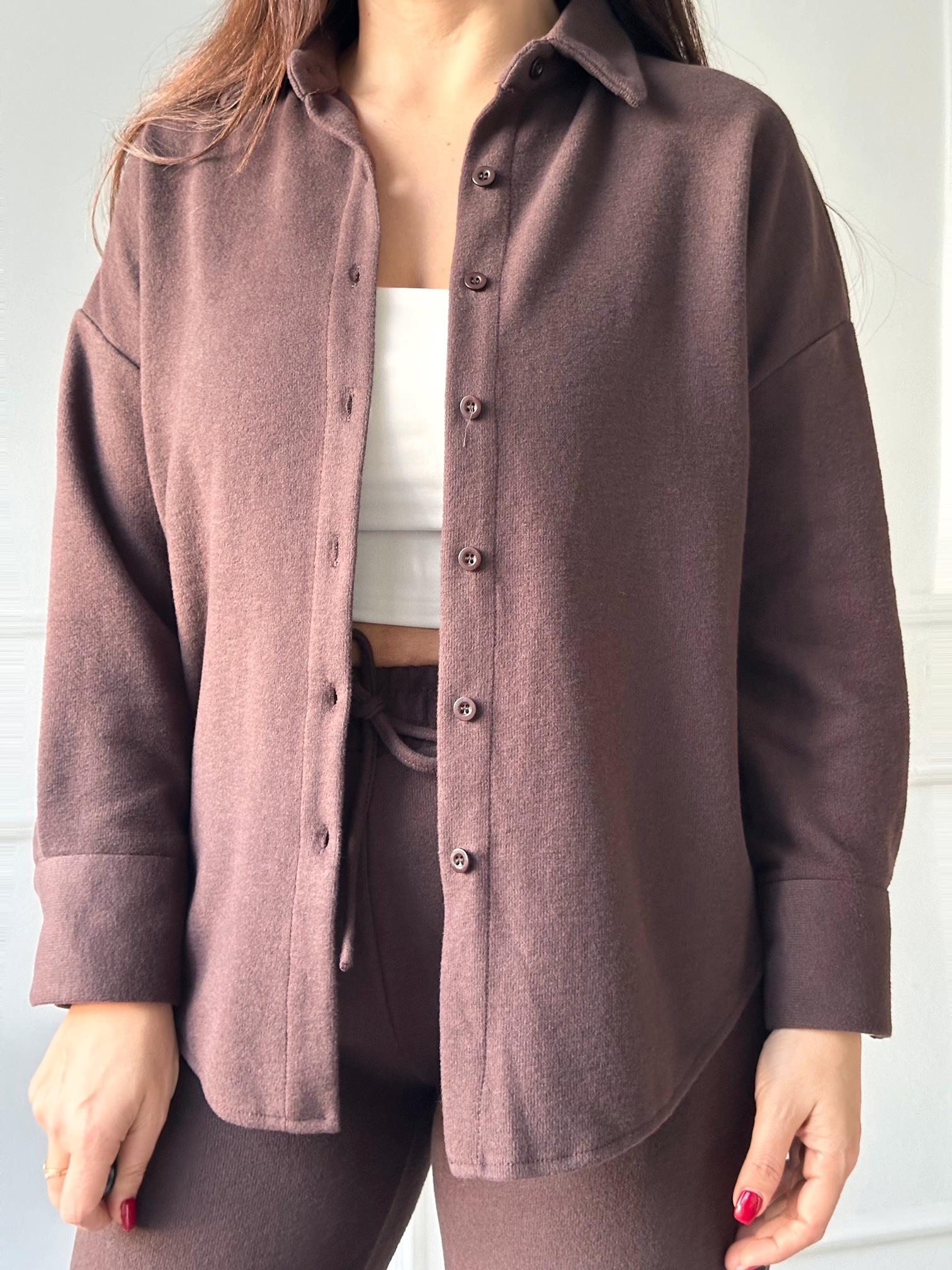 Luna Comfort Pantolon ve Gömlek Takım - Kahverengi · 8