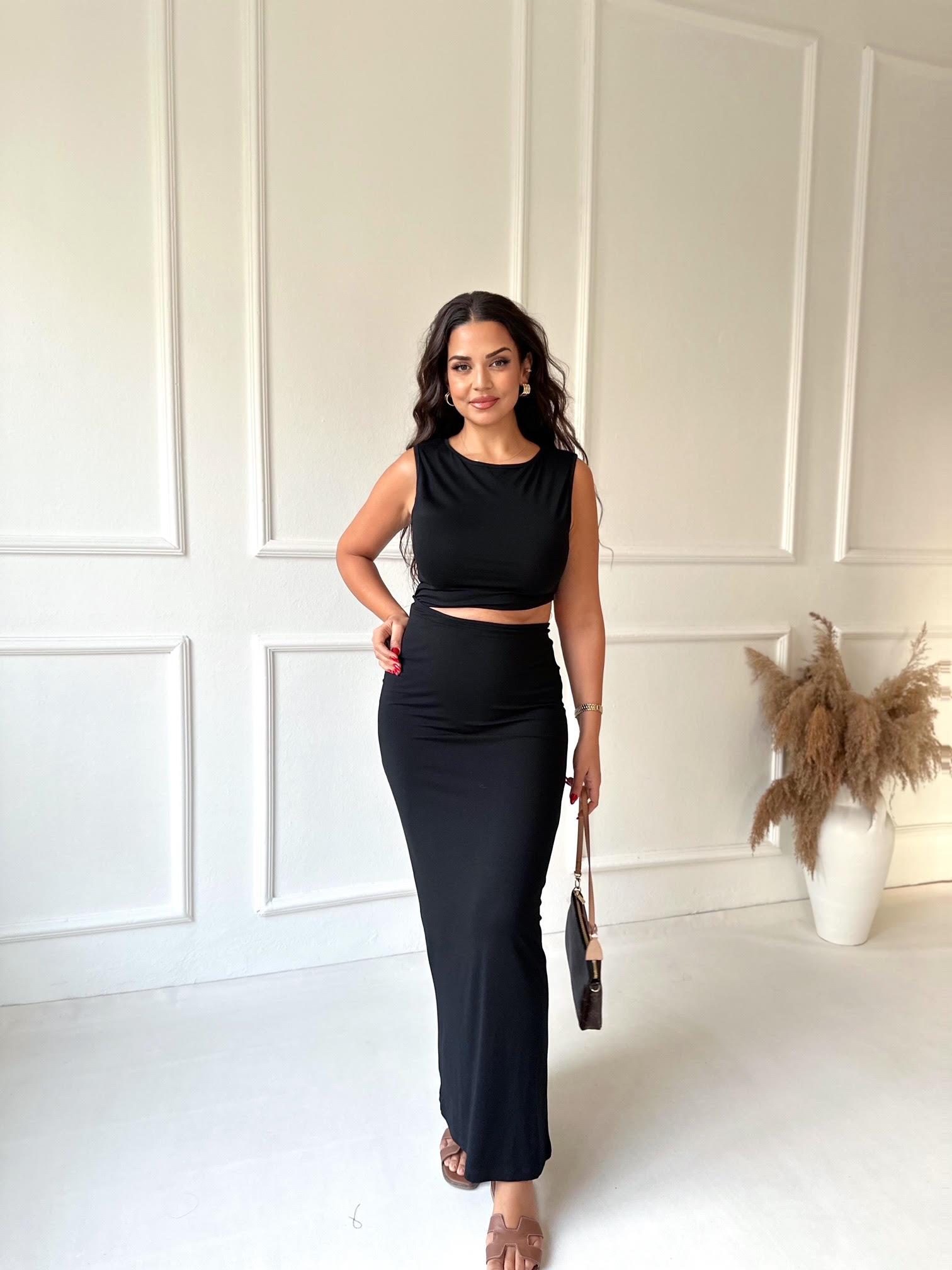 Marka Model Beli Dekolteli Maksi Kalem Elbise