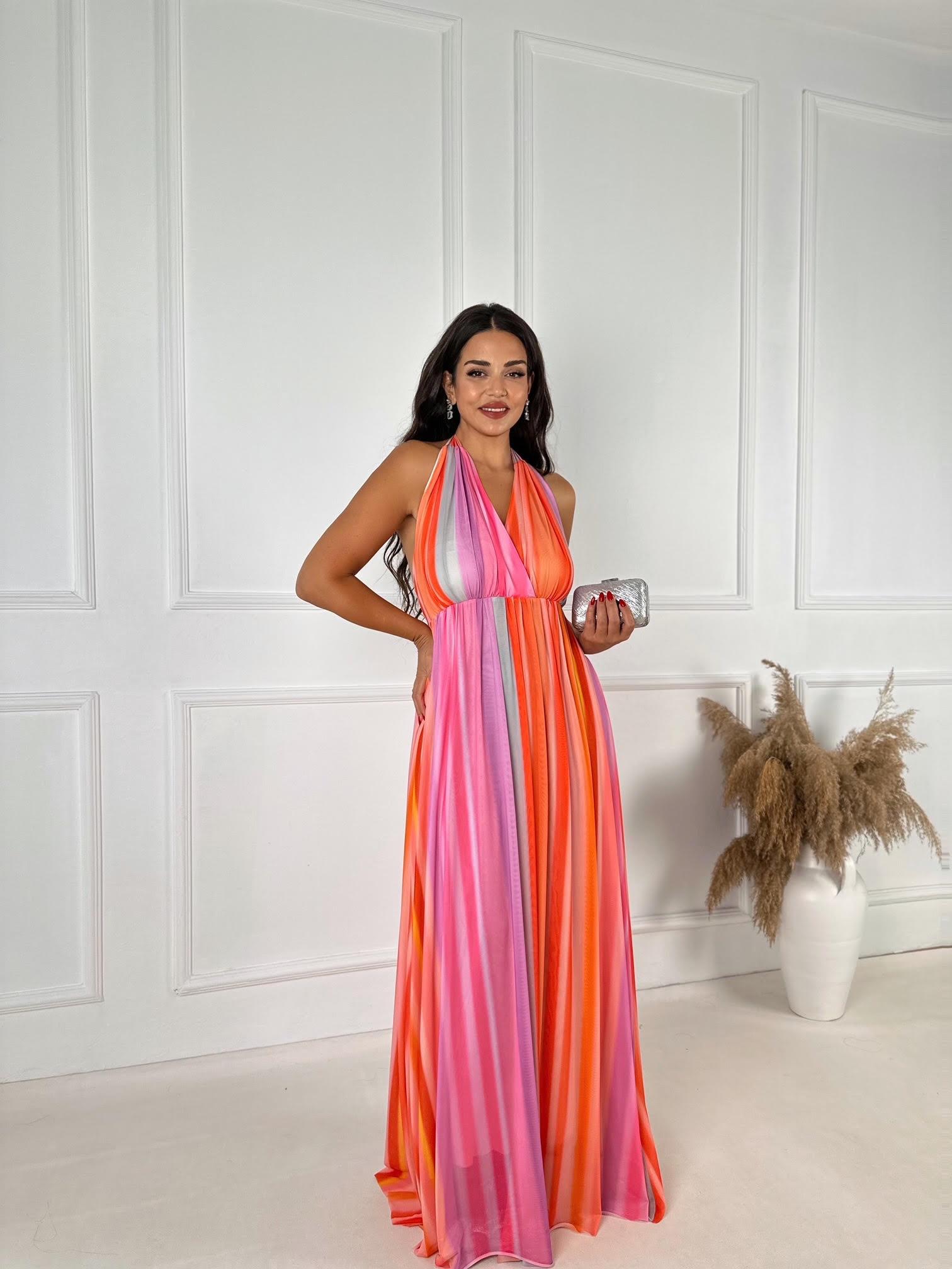 Marka Model Renkli Tül Maksi Elbise