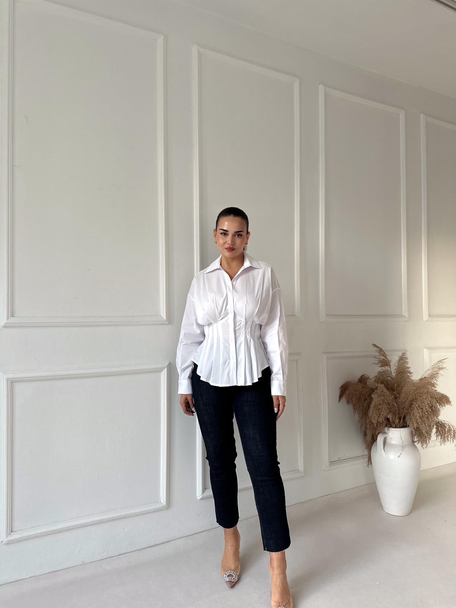 Narcisse Pileli Poplin Gömlek - Beyaz · 3