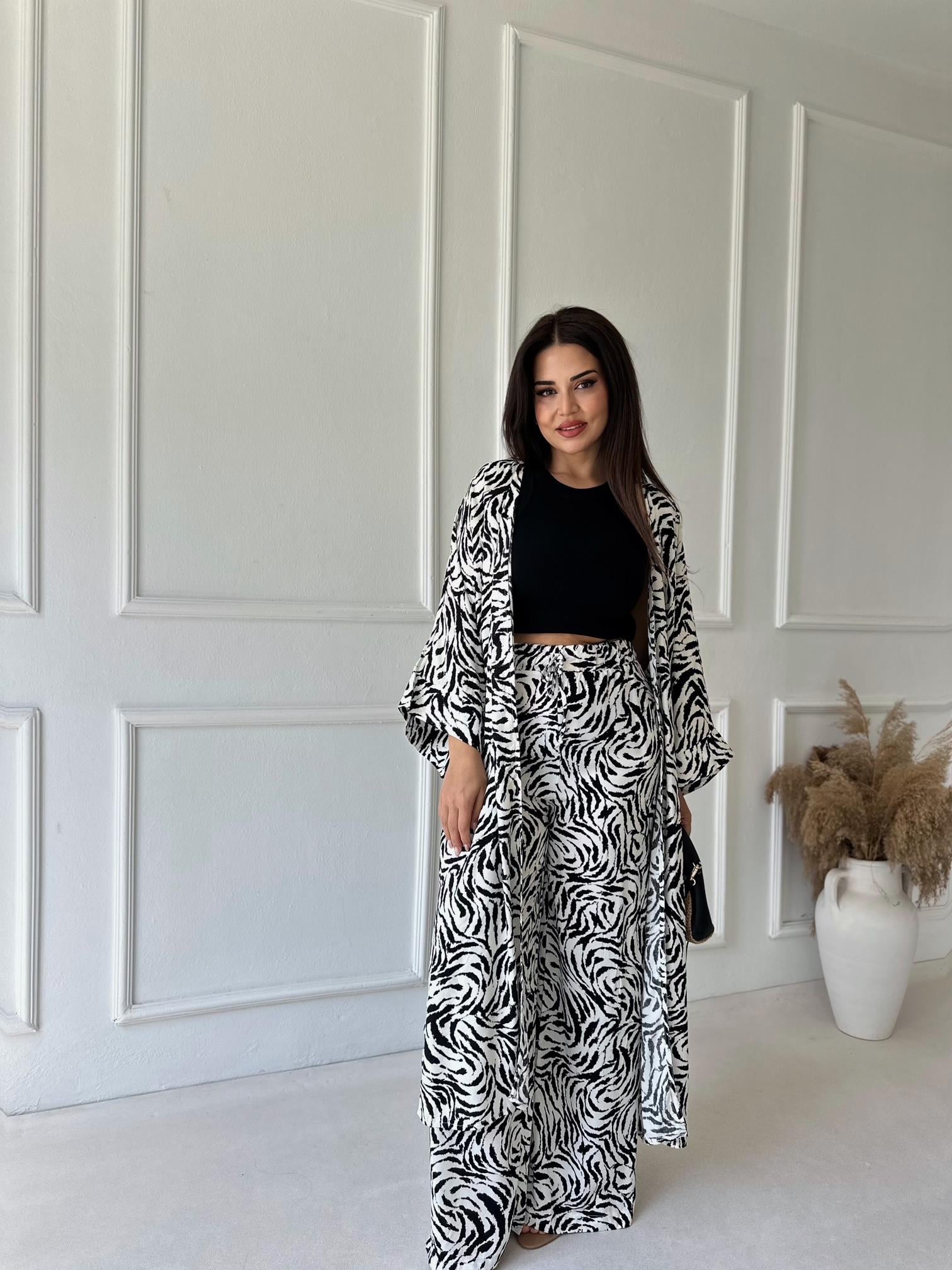Nomad Kimono Pantolon Takım - Zebra Desen