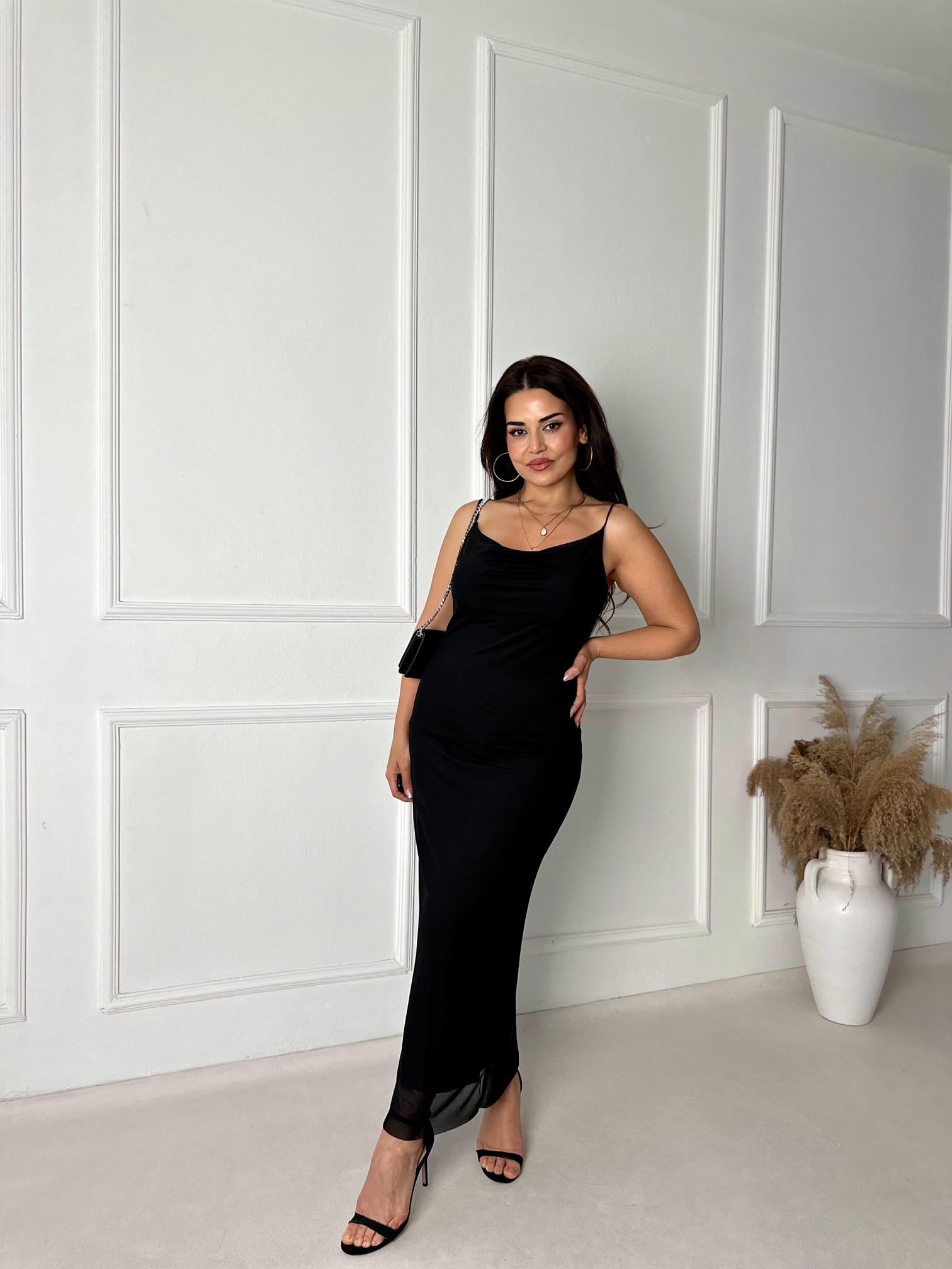 Nora Elegance Kalem Elbise - Siyah