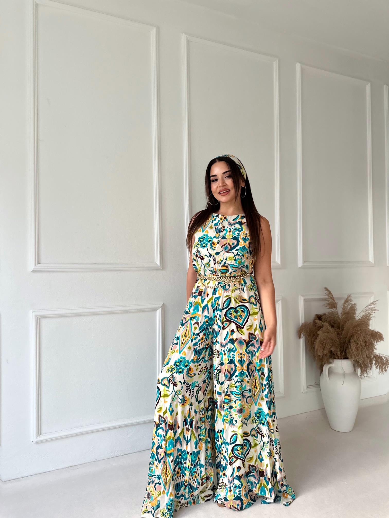 Nora Sahara Glow Tulum - Yeşil Şal Desen · 5