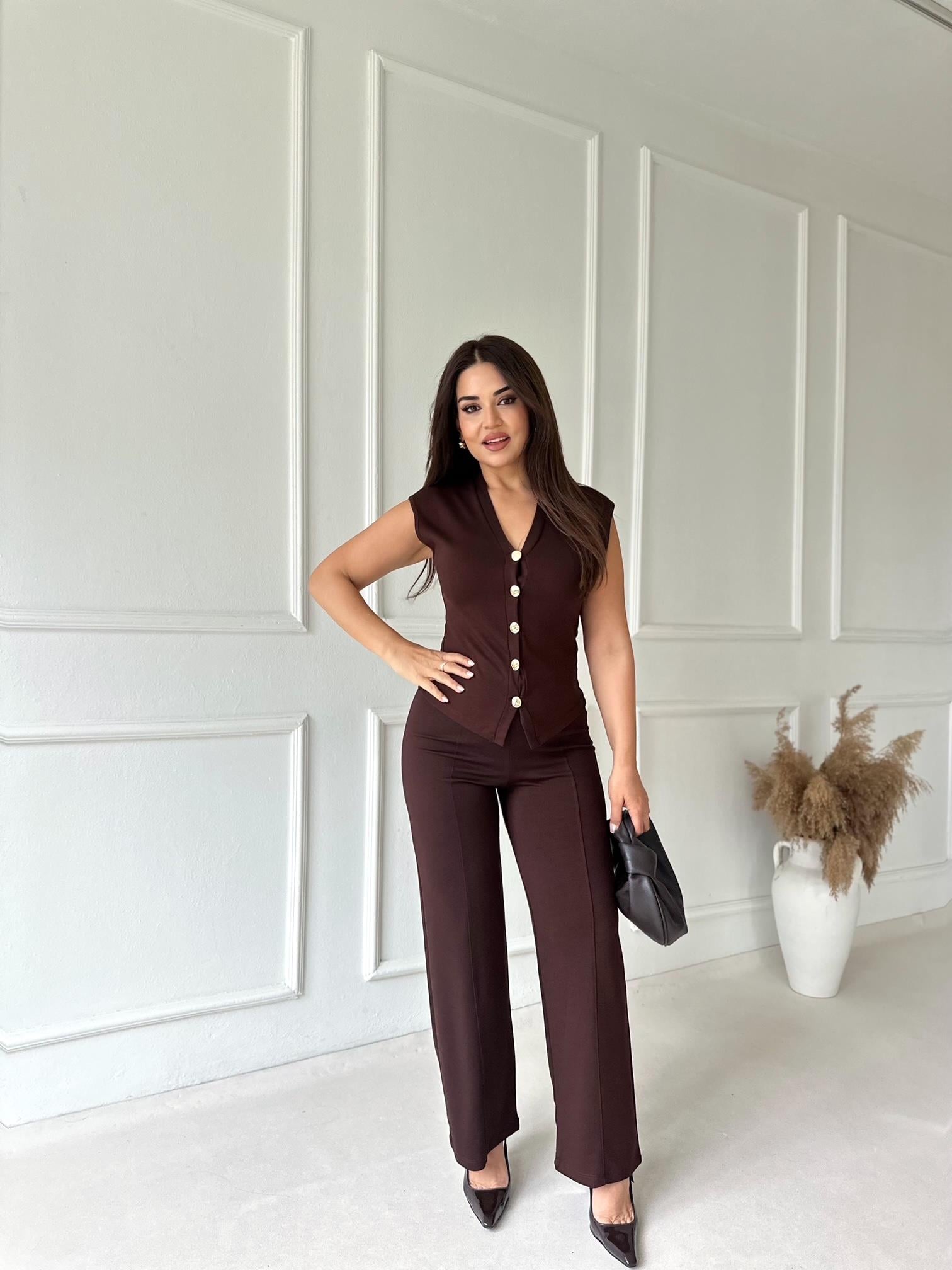 Nora Silhouette Çelik İnterlok Takım - Kahve