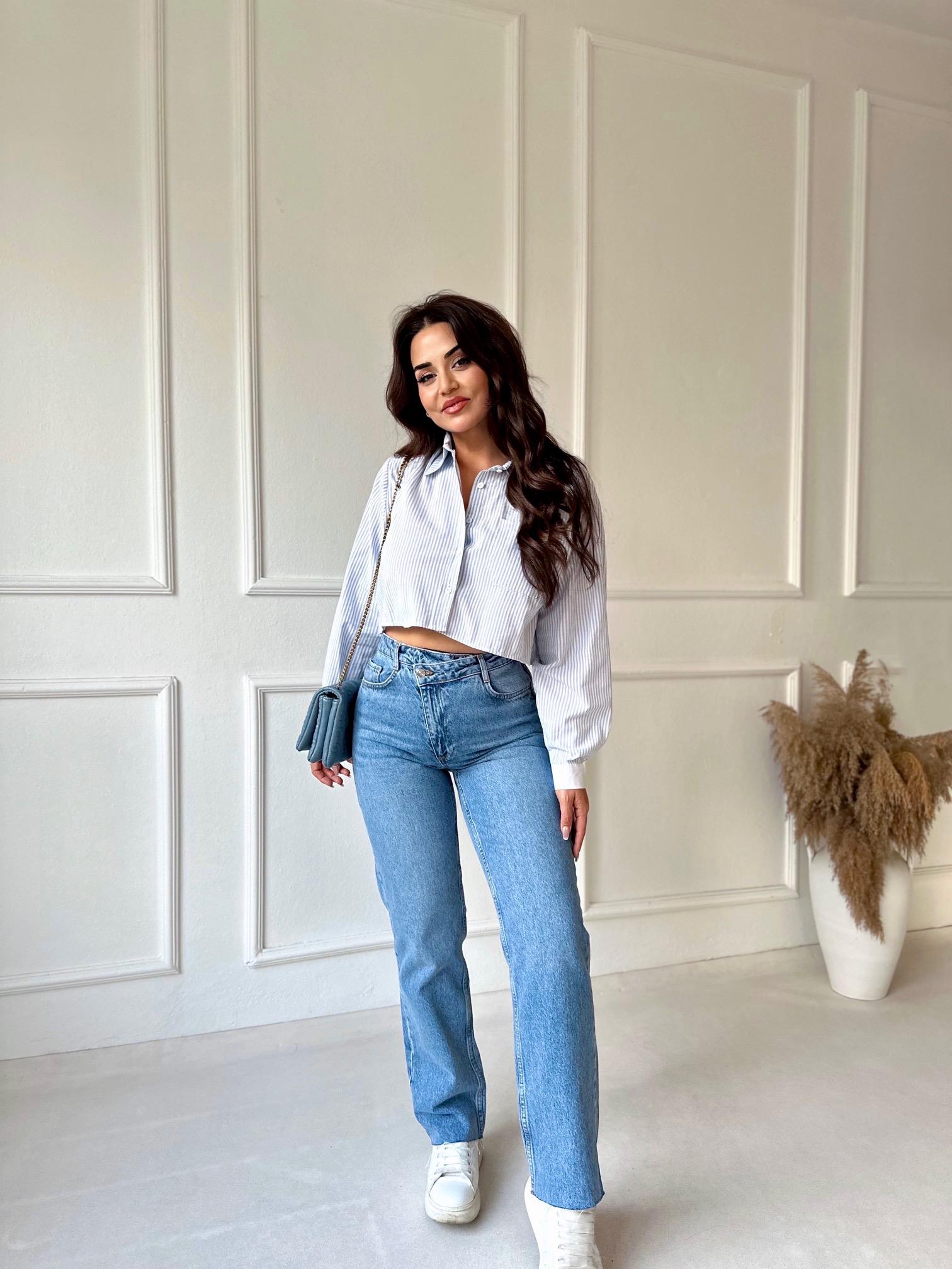 Orijinal marka çapraz kemerli yüksek bel straight jean - Nora Butik · 4