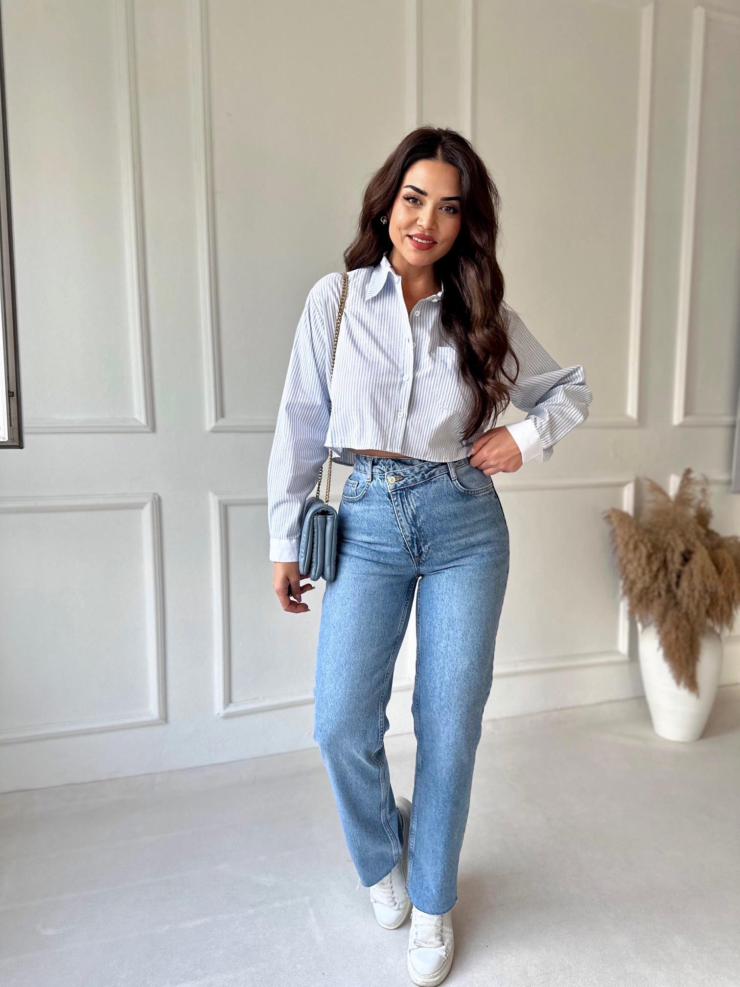 Orijinal marka çapraz kemerli yüksek bel straight jean - Nora Butik · 7