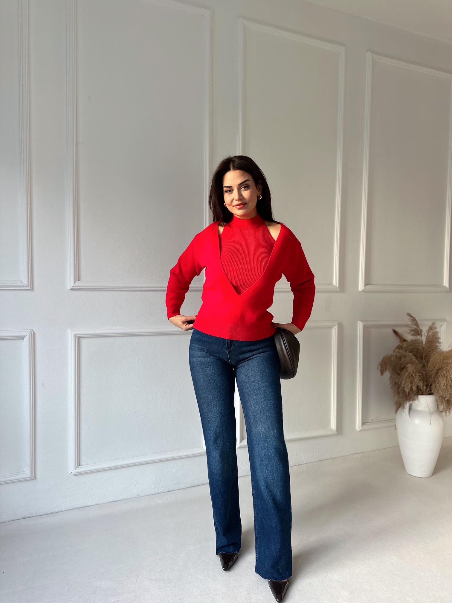 Orijinal Marka Koyu Mavi Yıkama Likralı Palazzo | Nora Butik