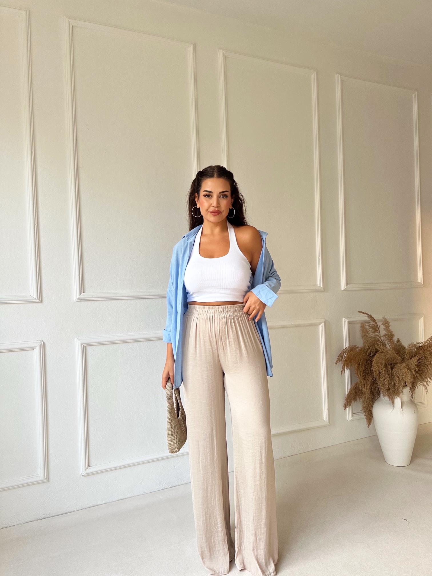 Orjinal Marka Tensel Bol Paça Pantolon Taş