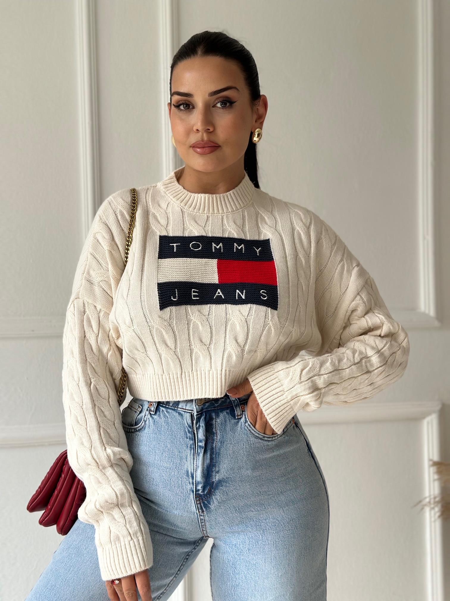 Orjinal Marka Tommy Jeans Triko Ekru