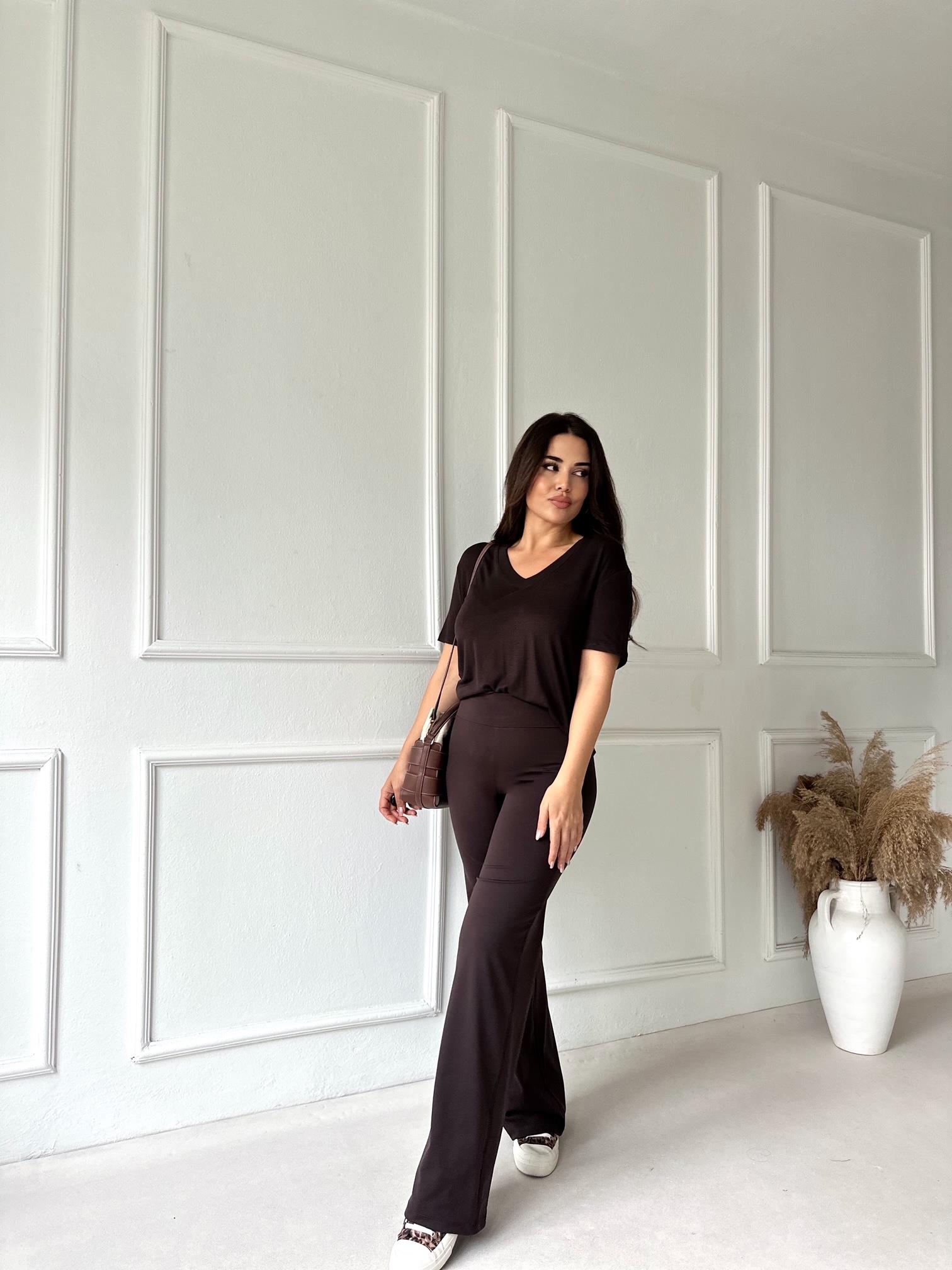 Oysho Model Fit Yüksek Bel Flare Tayt – Kahve · 2