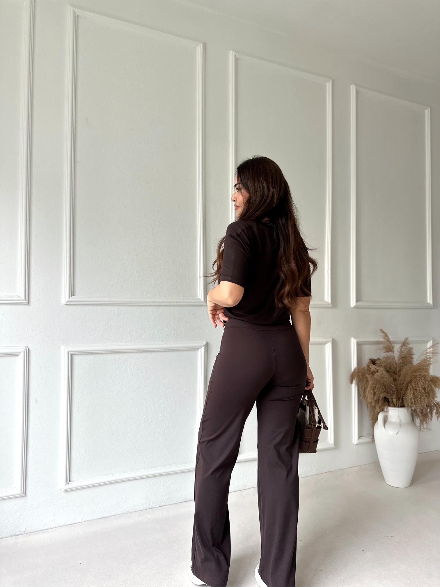 Oysho Model Fit Yüksek Bel Flare Tayt – Kahve · 4