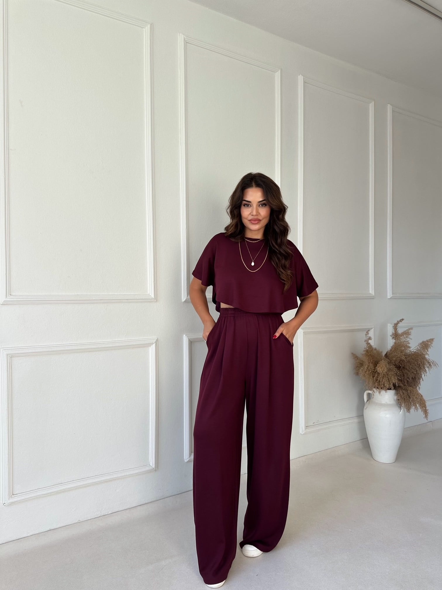 Pelerin Modal Comfort Takım - Bordo