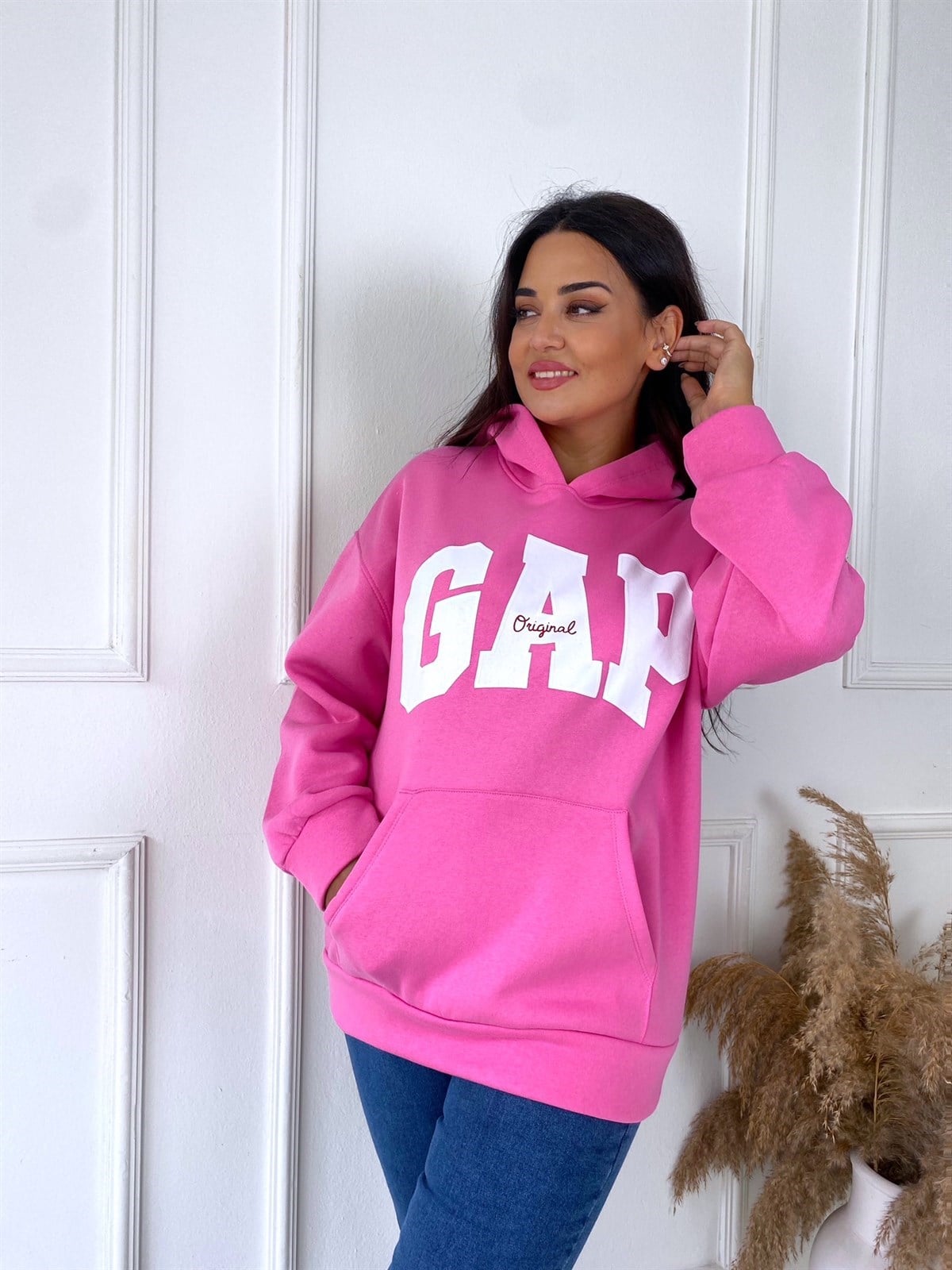 Pembe GAP Baskılı Sweatshirt