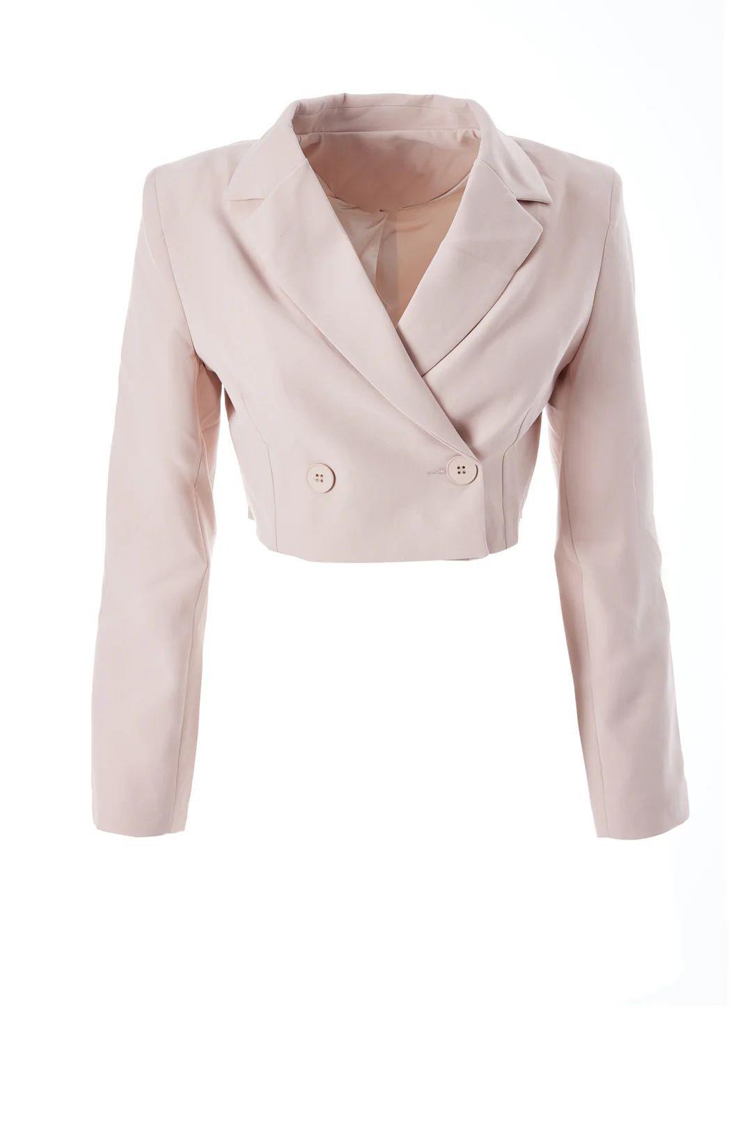 Premium Kalite Astarlı Bej Crop Ceket | Nora Butik · 2