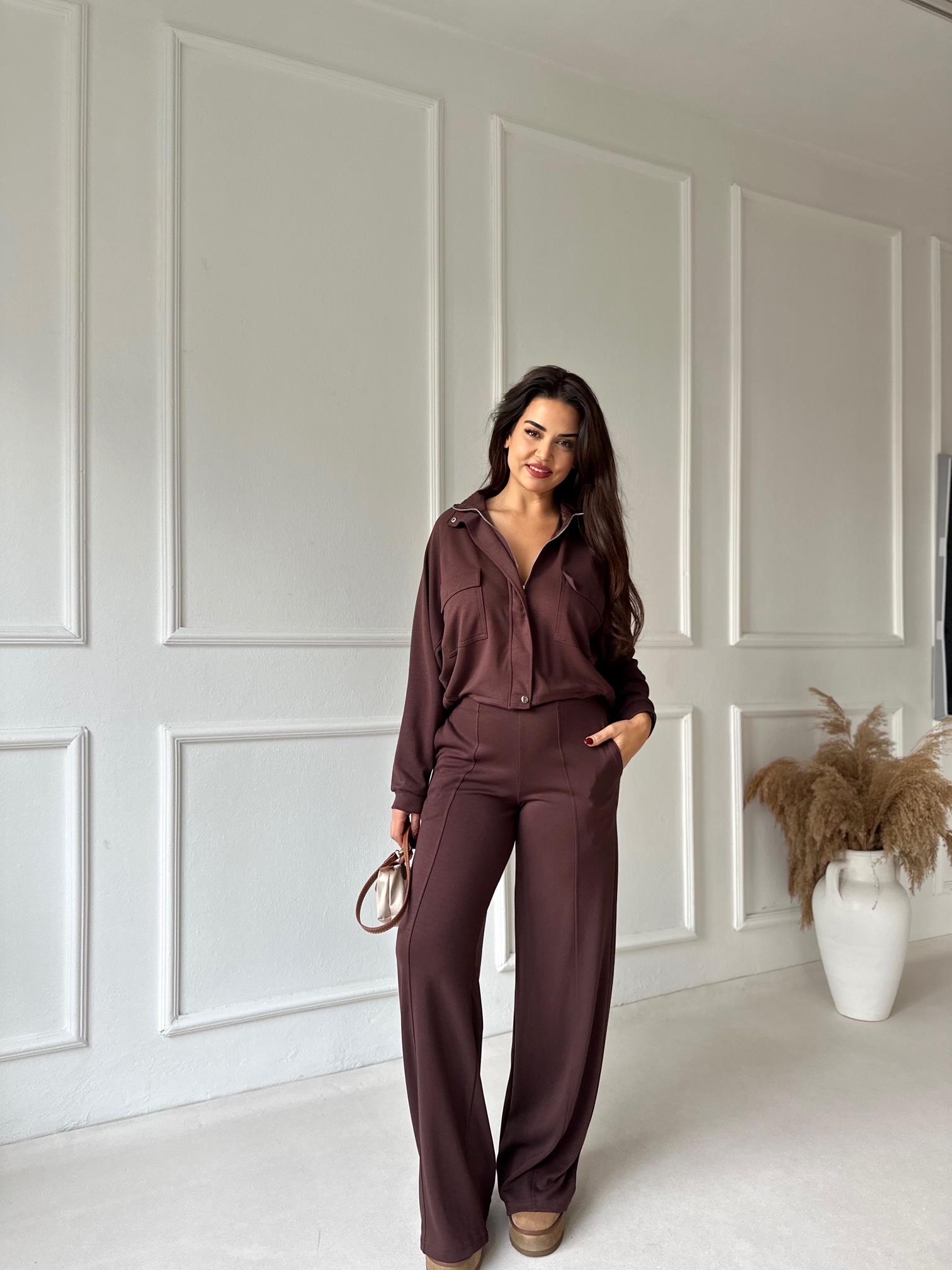 Premium Kalite Bomber Ceket & Bol Paça Pantolon Kahve Takım · 2