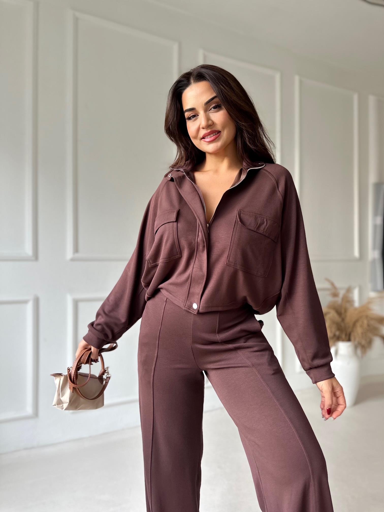 Premium Kalite Bomber Ceket & Bol Paça Pantolon Kahve Takım · 6
