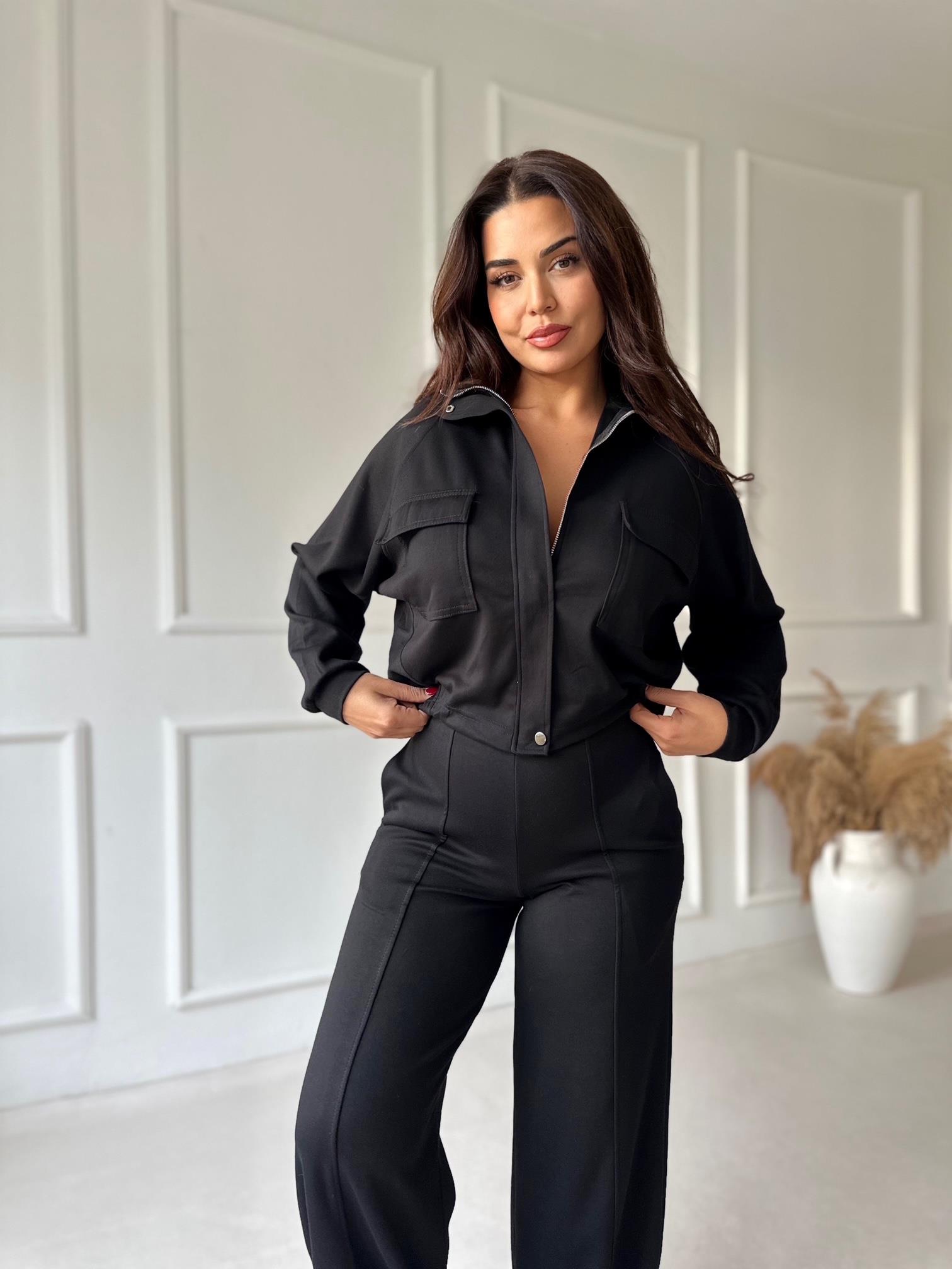 Premium Kalite Bomber Ceket & Bol Paça Pantolon Siyah Takım · 6