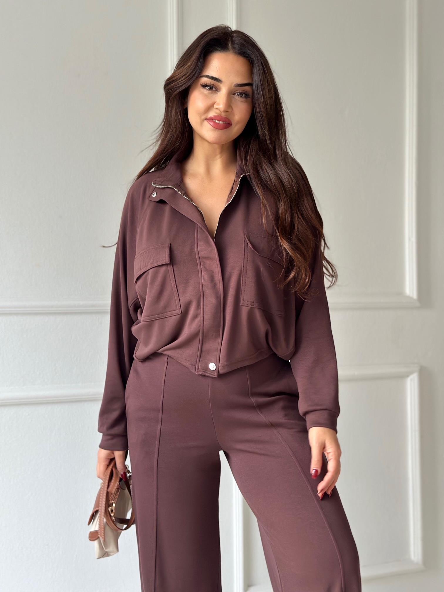 Premium Kalite Bomber Ceket & Bol Paça Pantolon Kahve Takım · 8