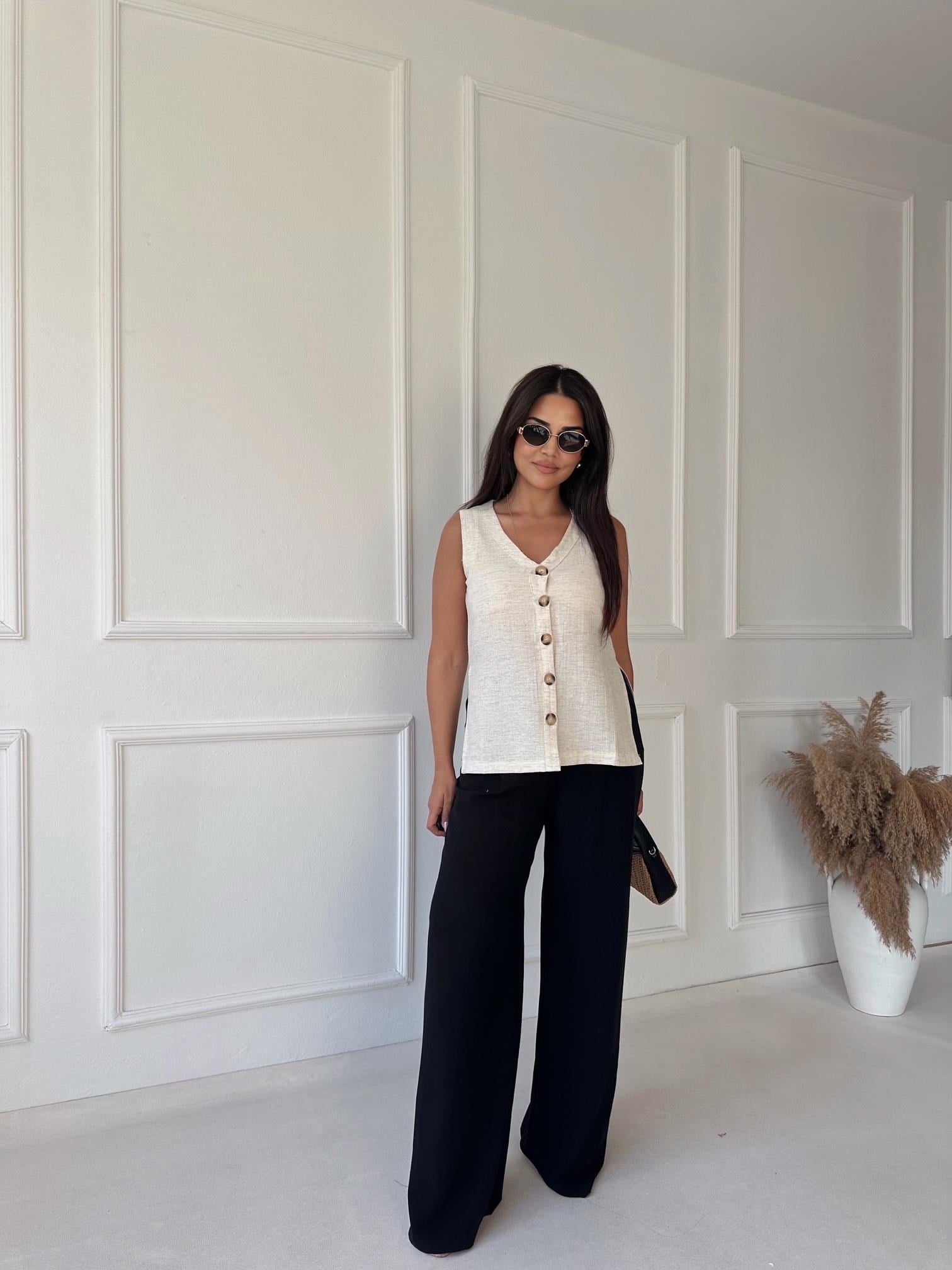 Premium kalite çift pileli keten pantolon - Nora Butik · 10