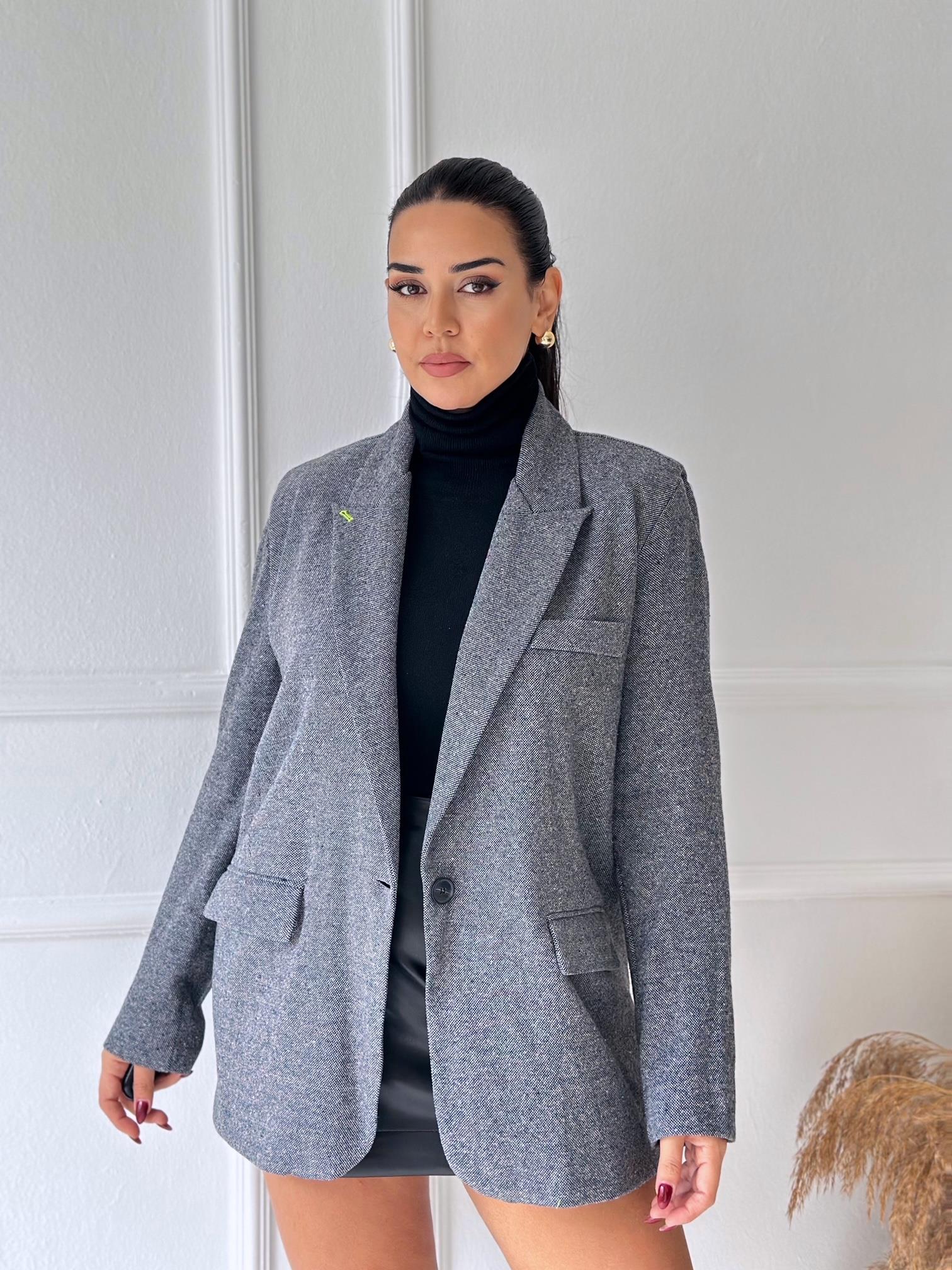 Premium Kalite Gri Blazer Ceket
