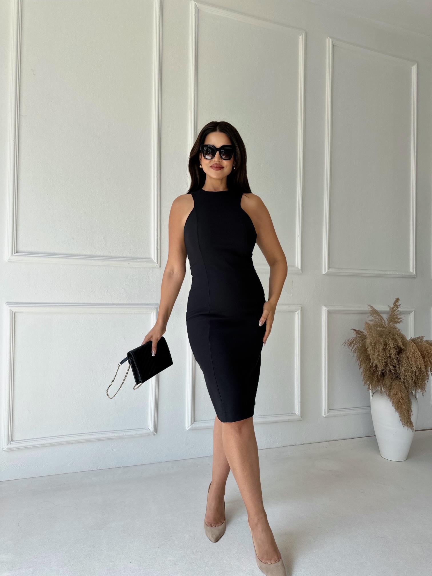 Premium Kalite Halter Siyah Kalem Elbise