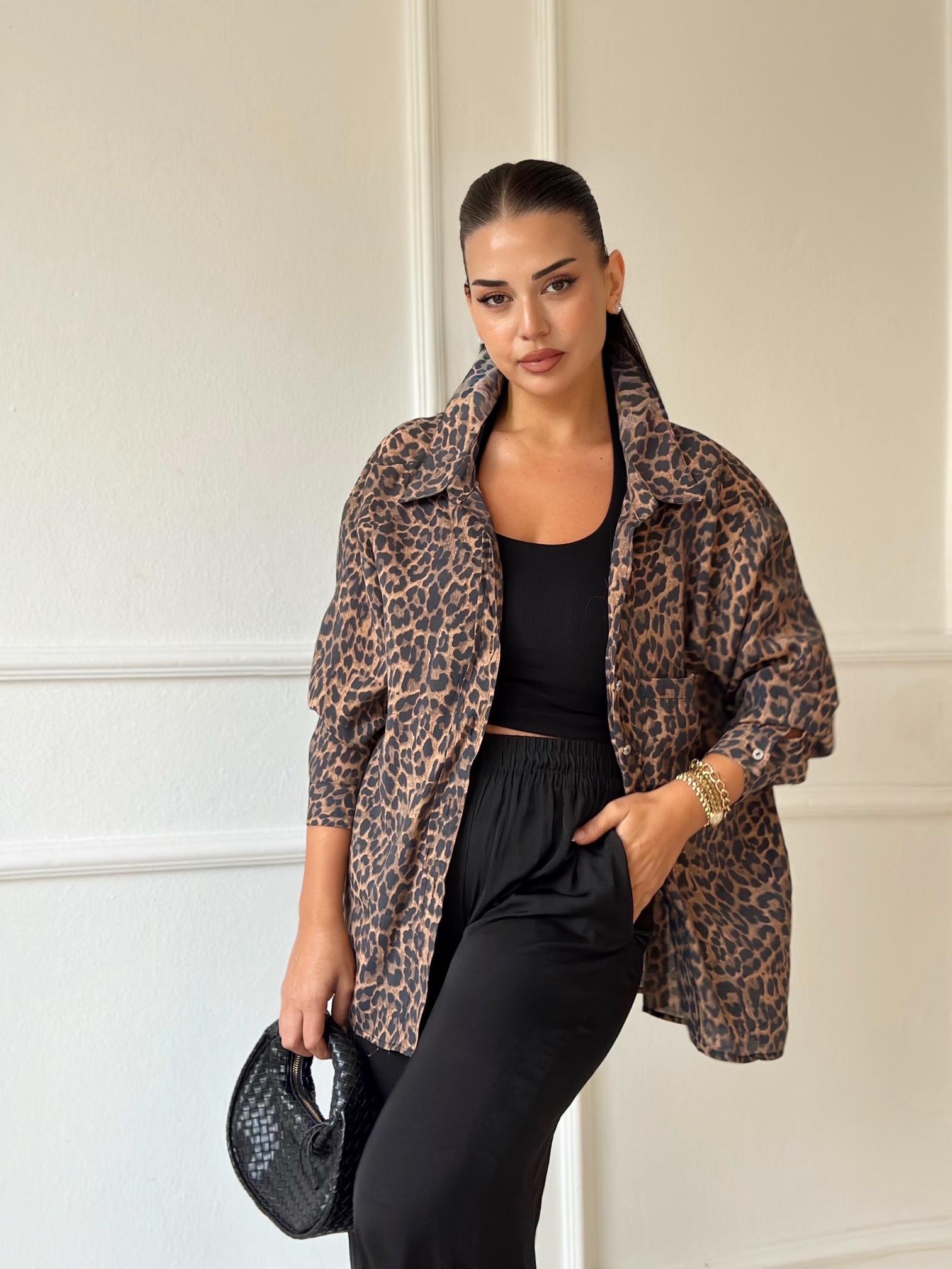 Premium Kalite Leopar Desen Tensel Gömlek - Nora Butik · 9