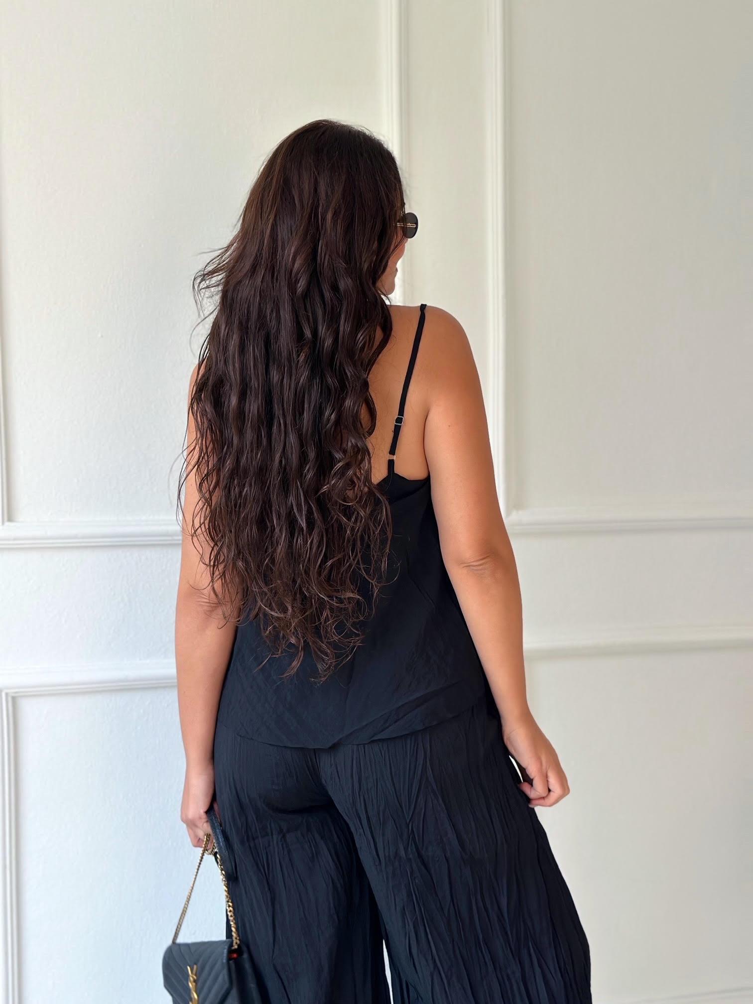 Premium Kalite Pamuklu Krinkıl Kumaş Bluz Pantolon Takım Siyah | Nora Butik · 6