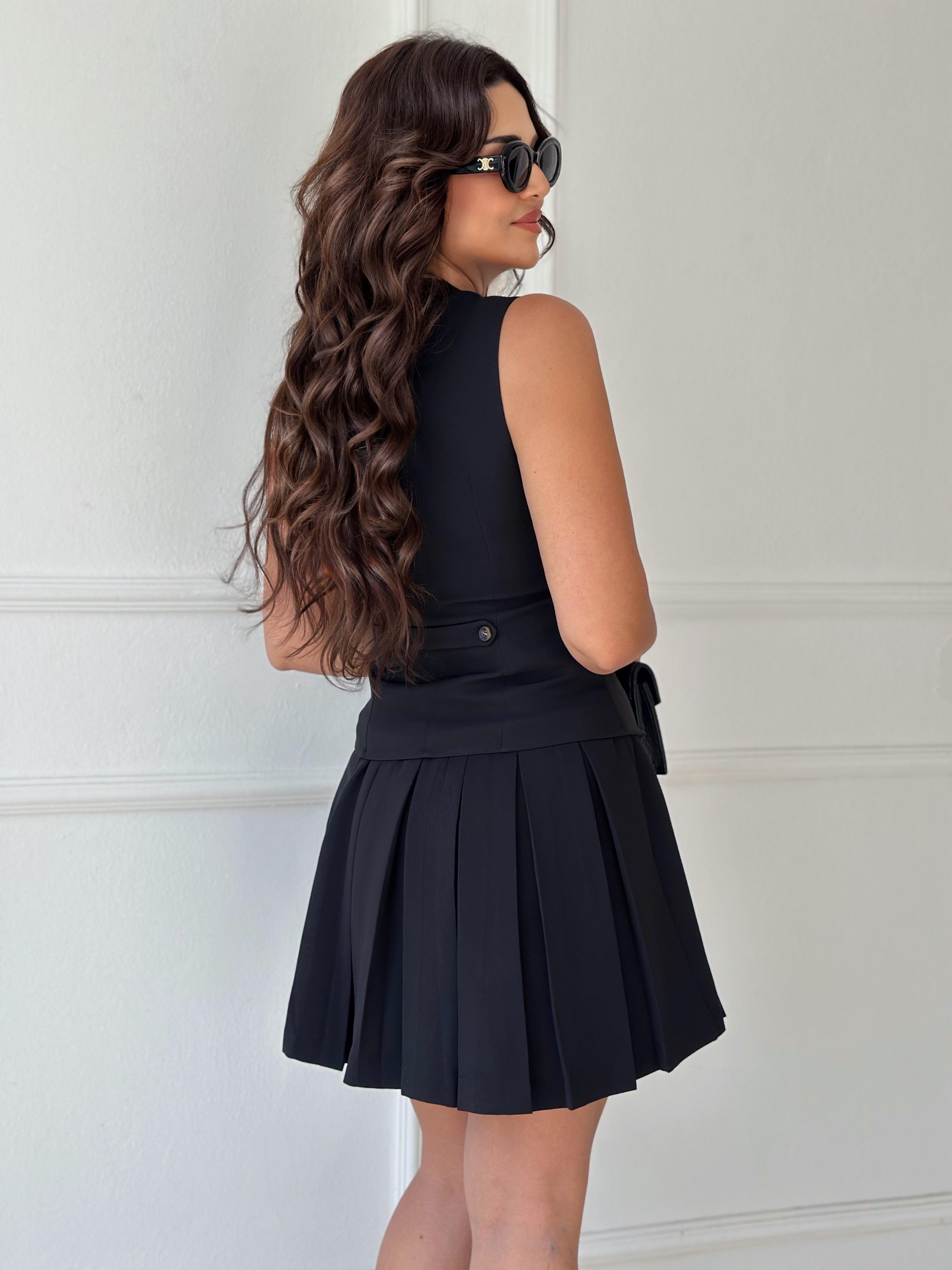 Premium Kalite Yelekli Siyah Elbise