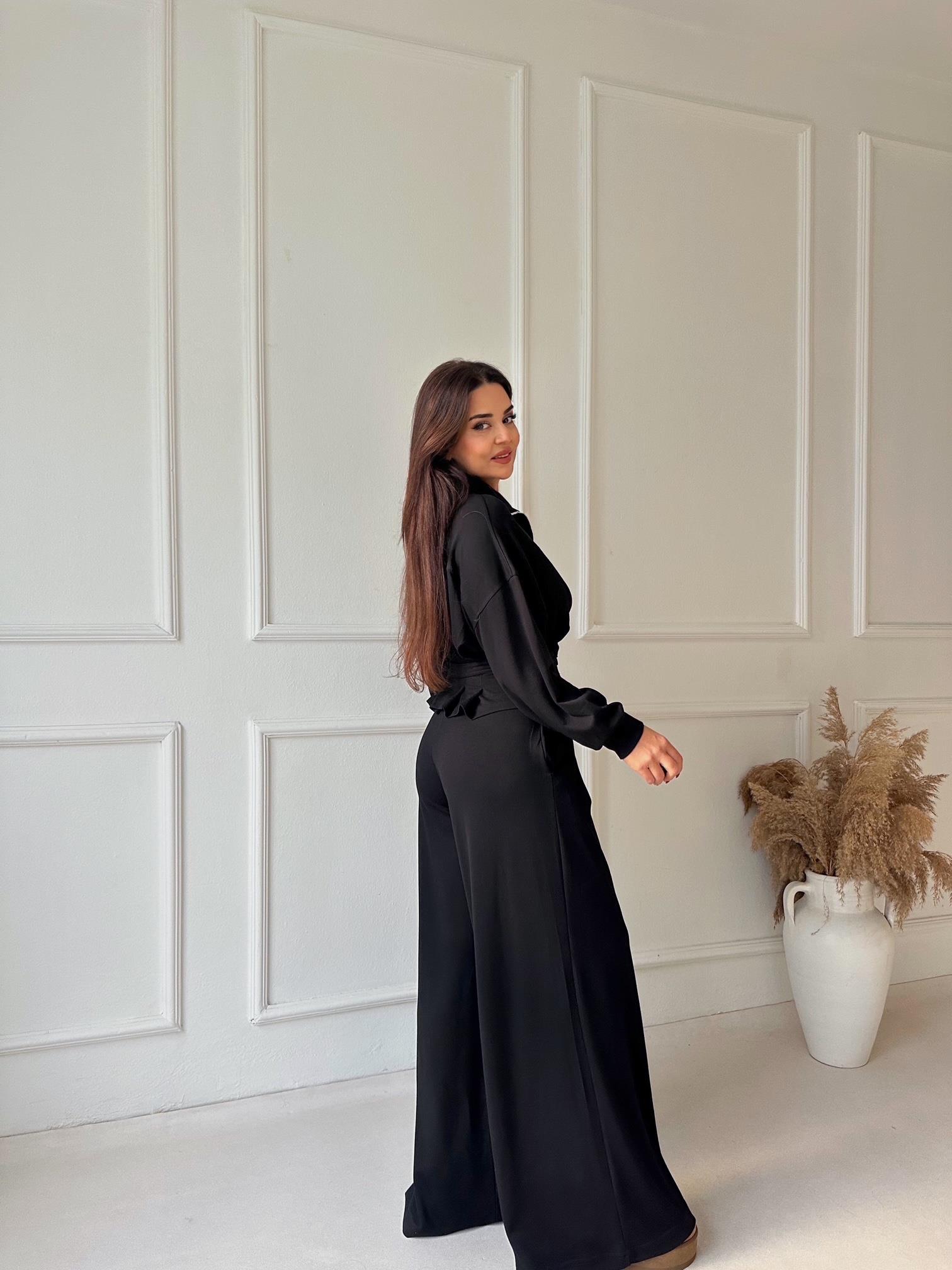 Premium Oysho Kumaş Kemerli İkili Takım – Siyah · 3