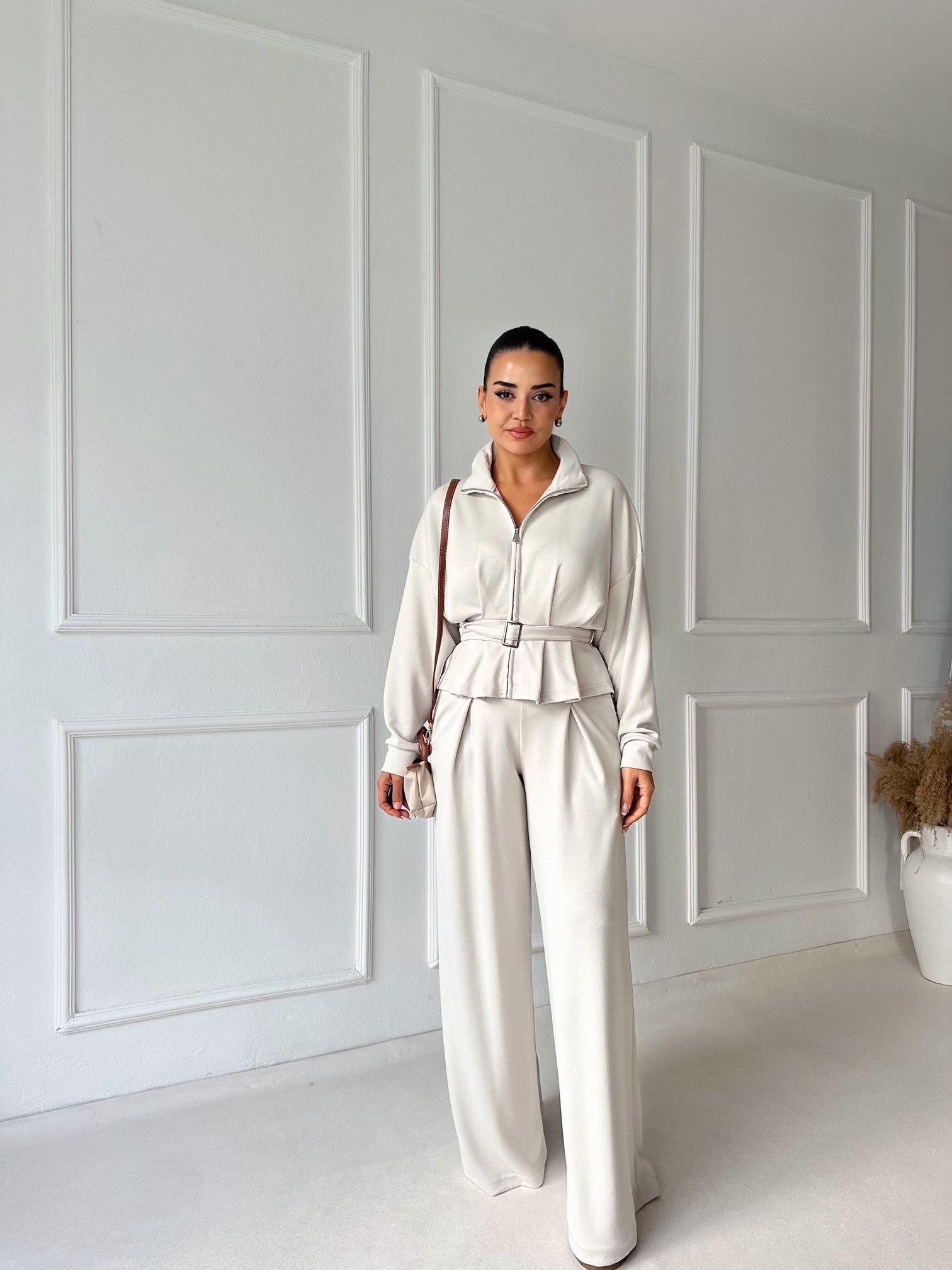 Premium Oysho Kumaş Kemerli İkili Takım – Taş