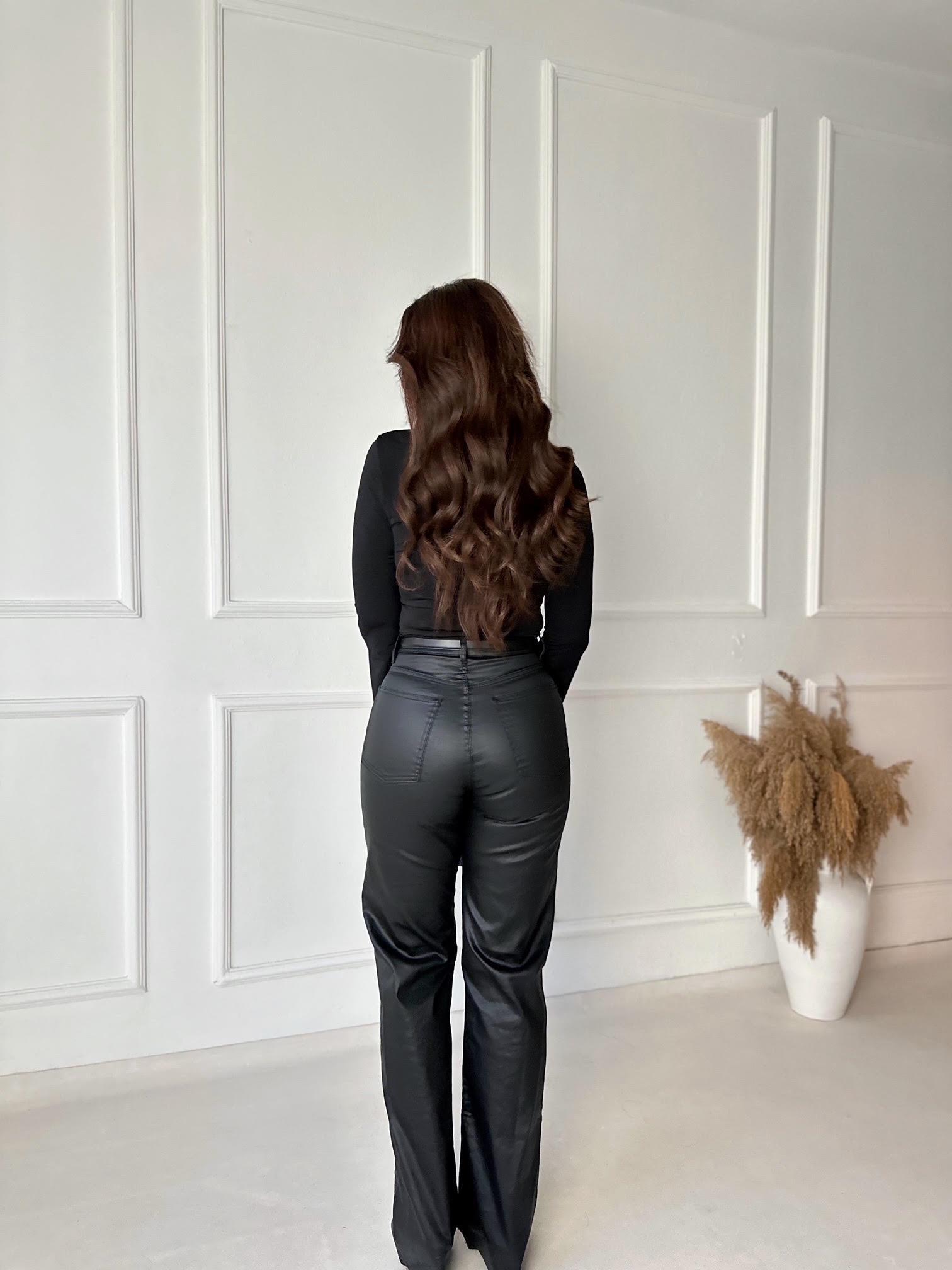 Siyah Kaplamalı Kumaş Likralı Palazzo Jean | Nora Butik · 9
