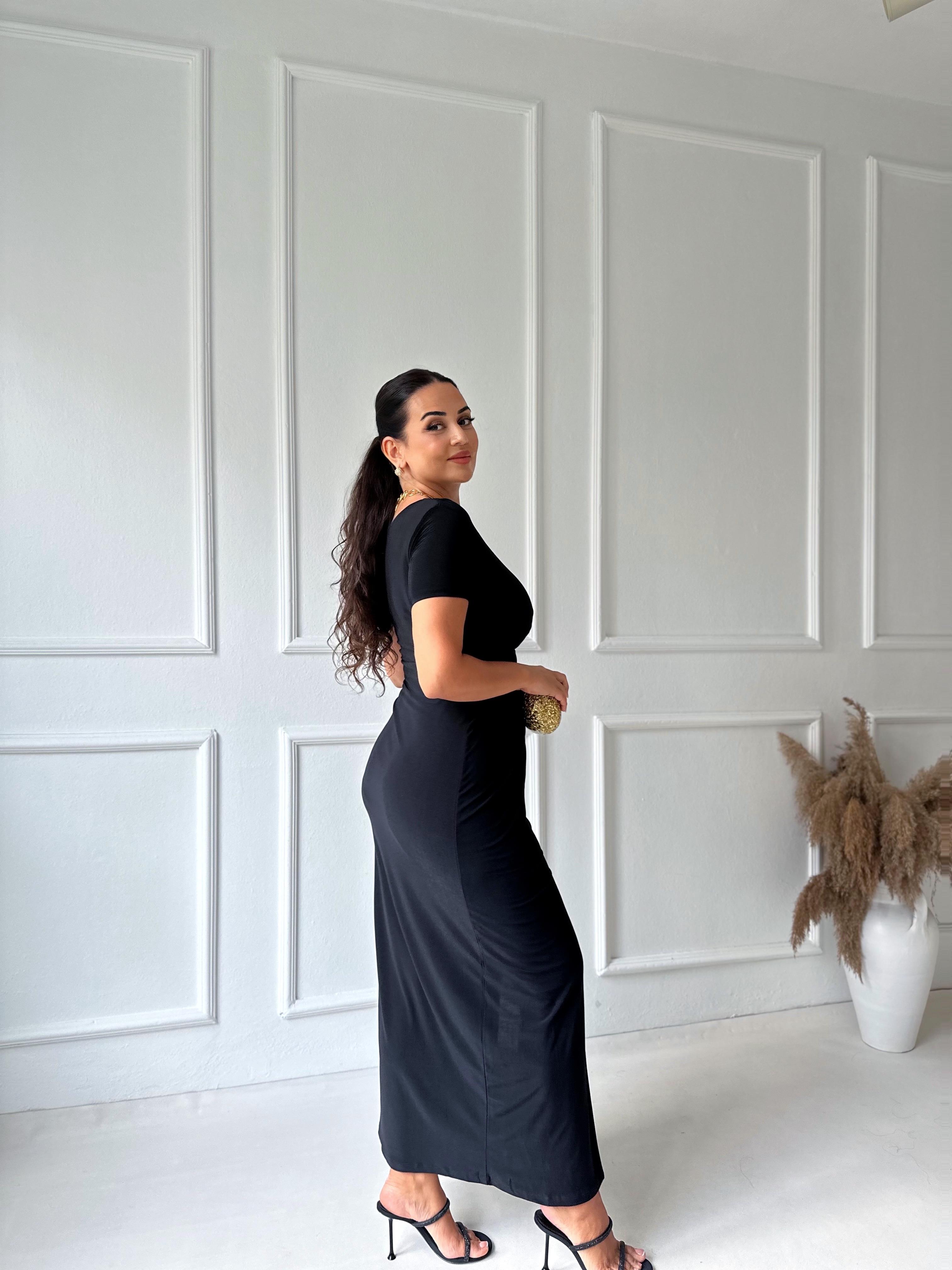 Yarım Kollu Önü Düğüm Detaylı Maksi Elbise | Nora Butik · 5