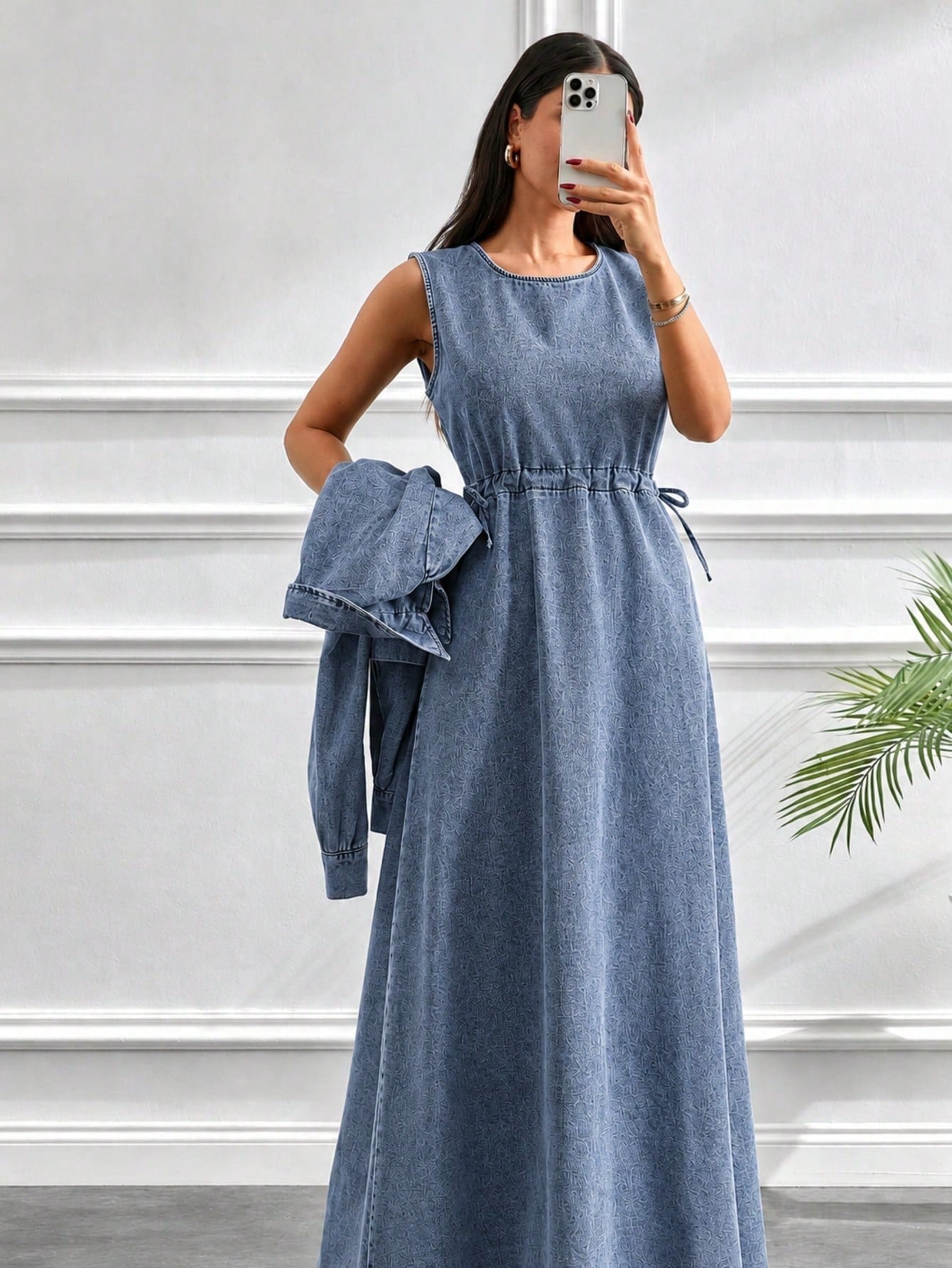 2Li Kot Takım Elbise – Kısa Ceketli Denim Tesettür Elbise
