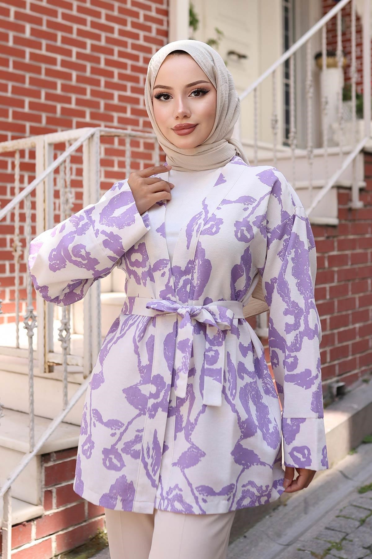 Etnik Desen Kimono Lila
