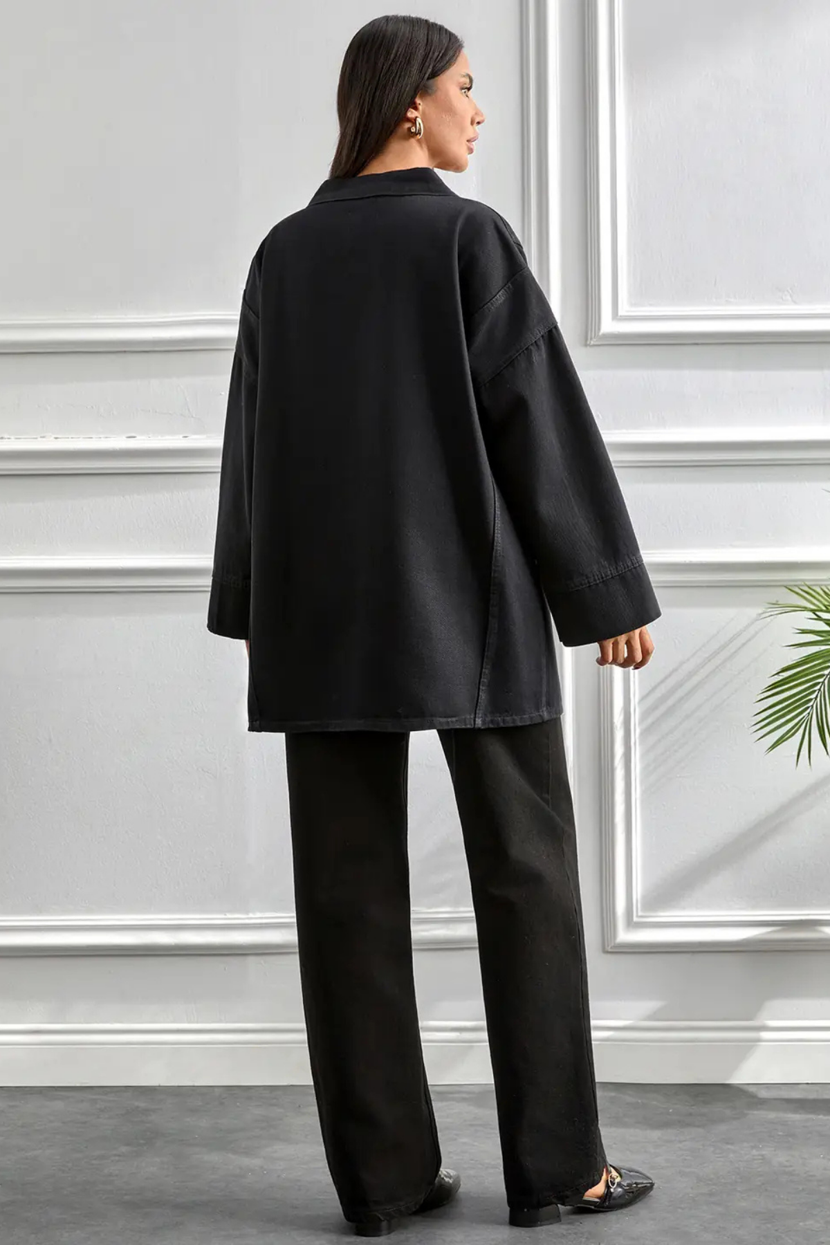 Kimono Kesim Ceket | Bağlamalı Cepli Oversize Model
