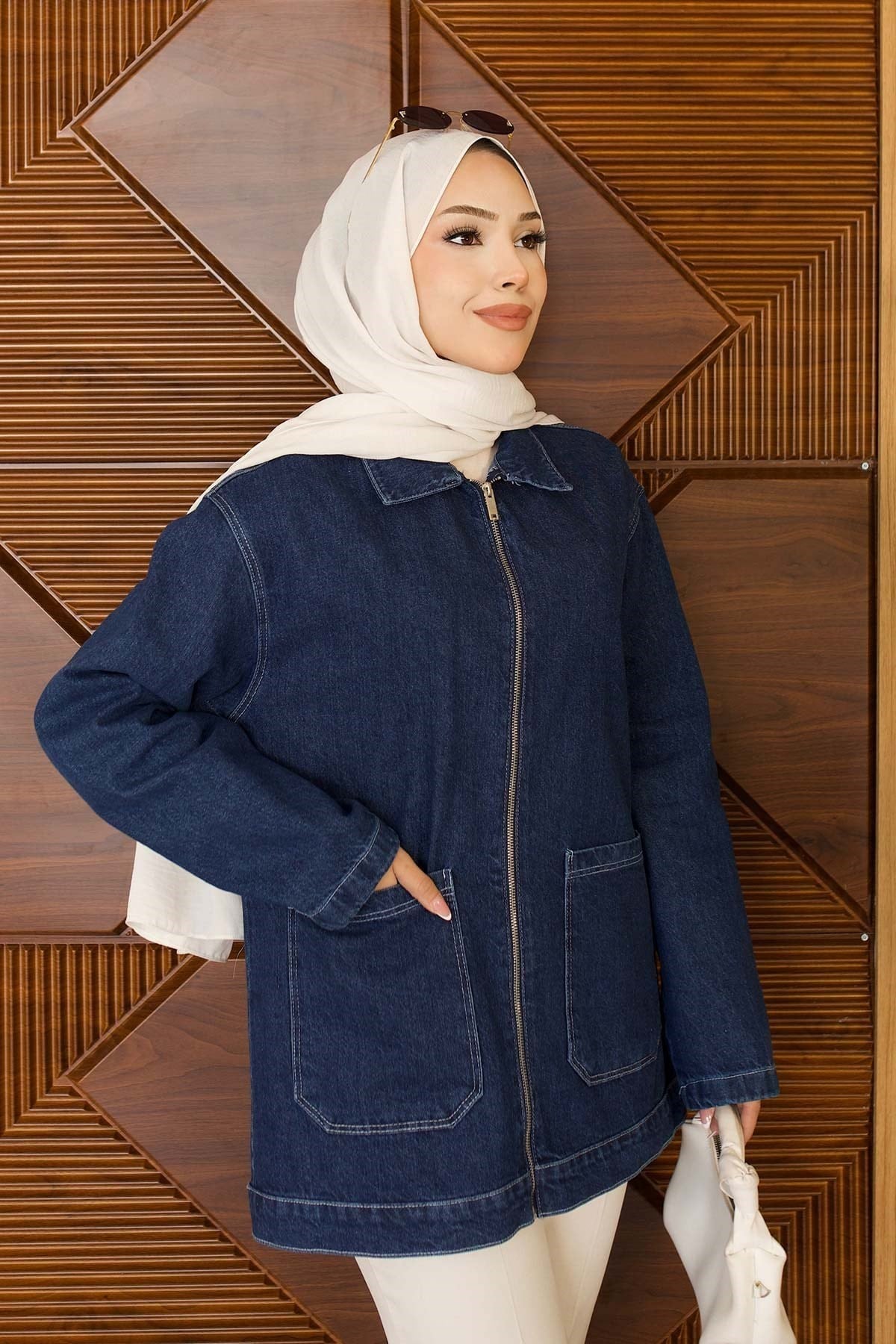 Kot Ceket | Koyu Cepli Fermuarlı Oversize Günlük Stil