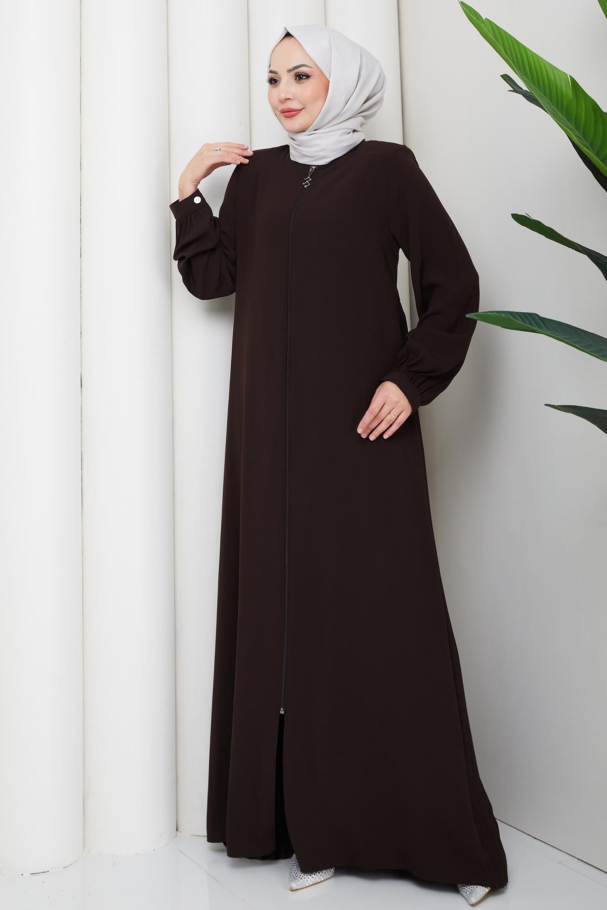 Arkası Piliseli Ferace Acı Kahve HM2906