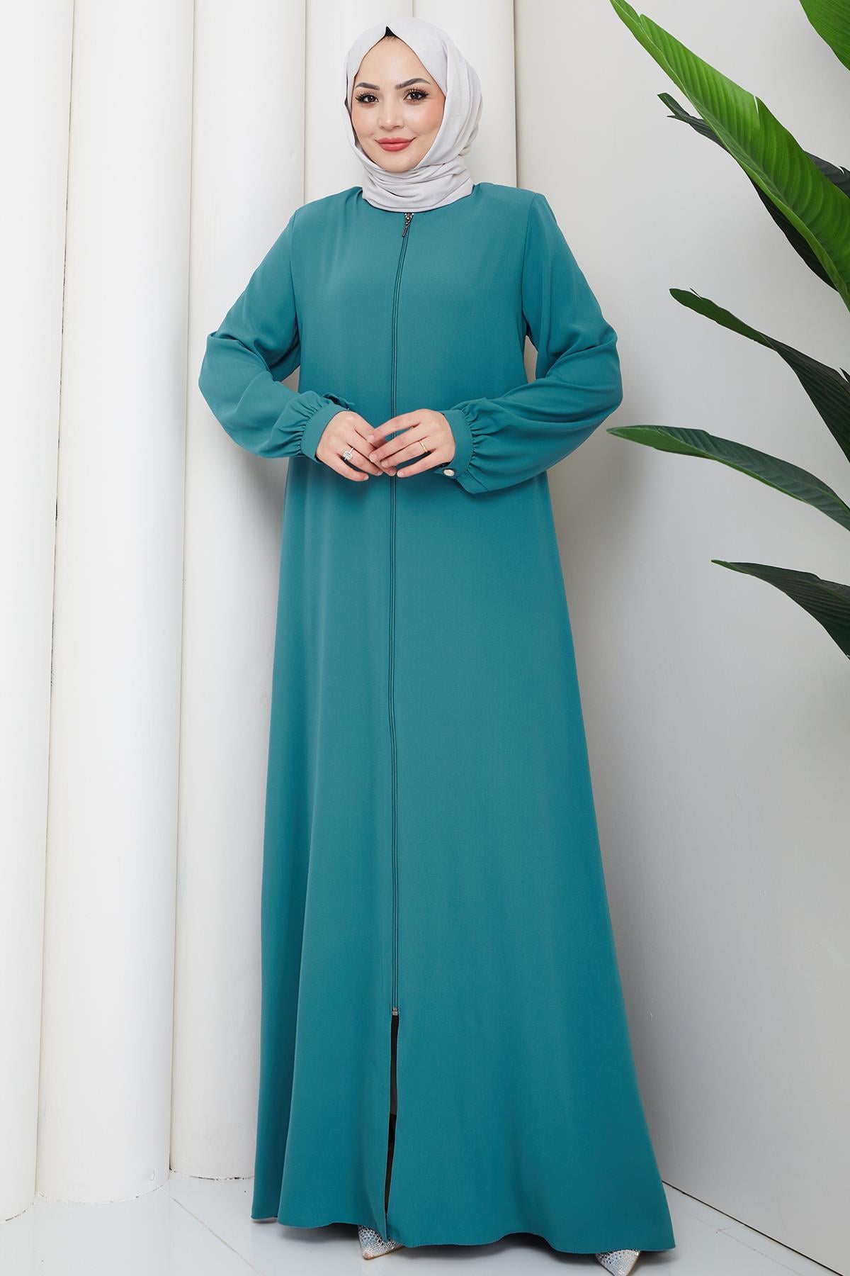 Arkası Piliseli Ferace Mint HM2906