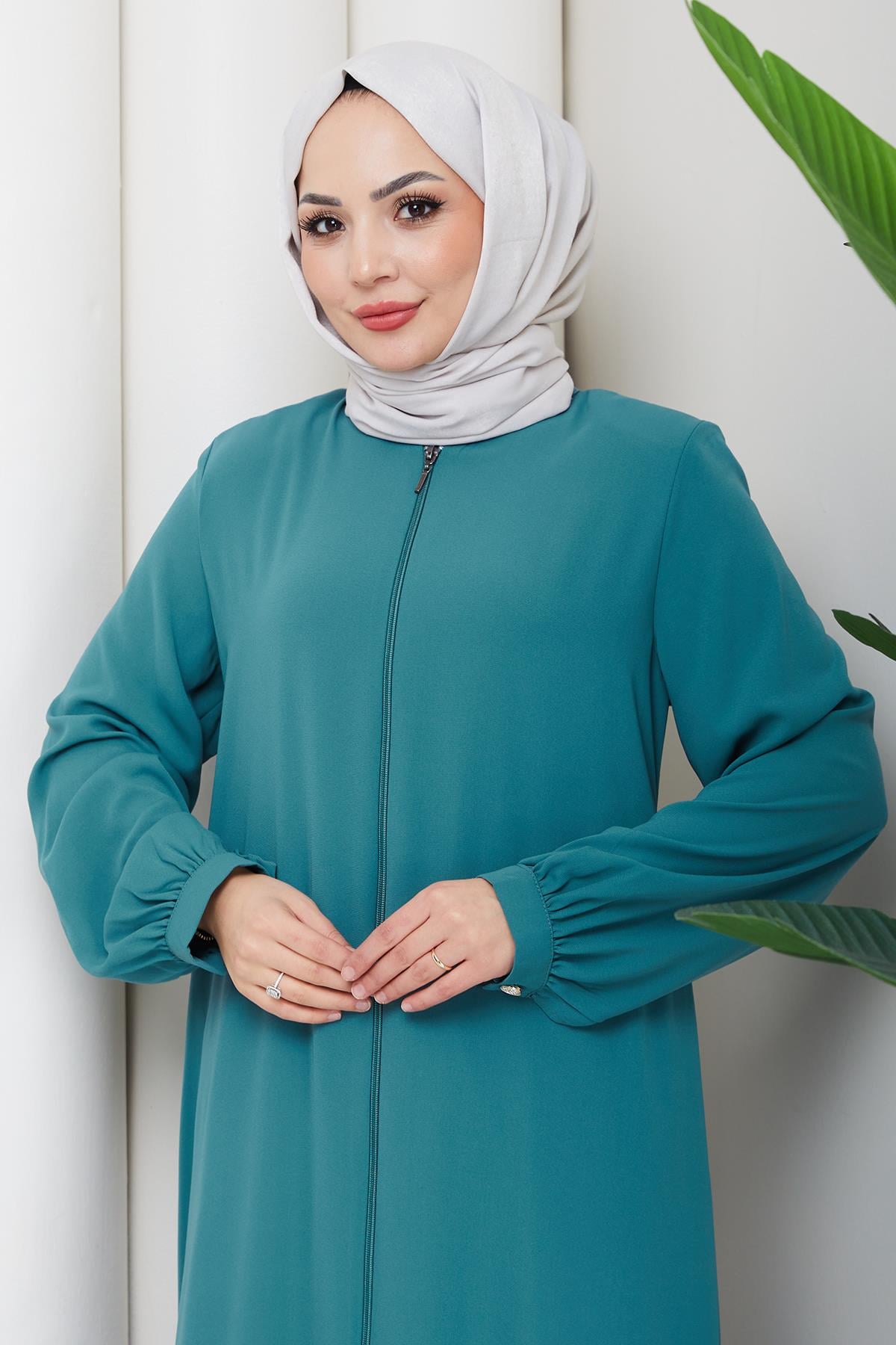 Arkası Piliseli Ferace Mint HM2906