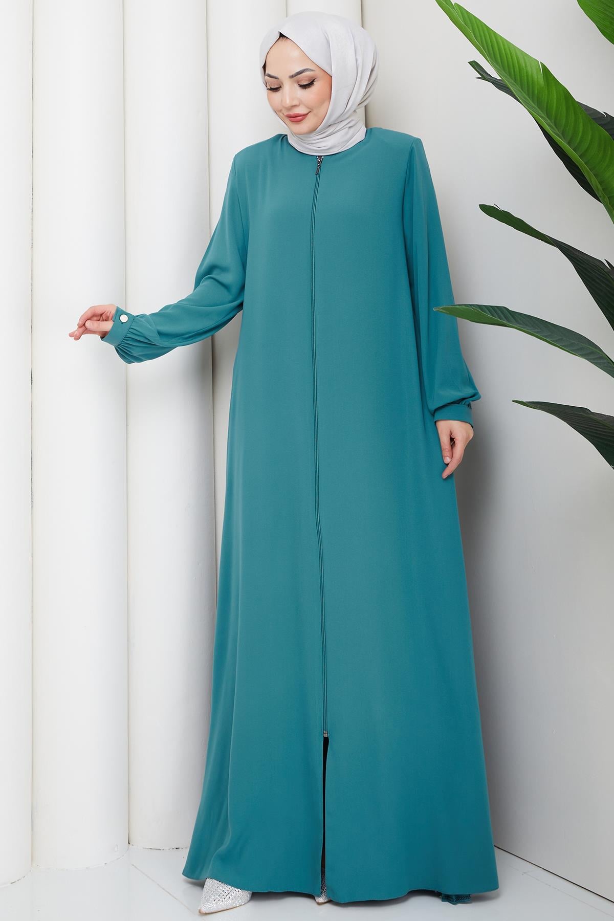 Arkası Piliseli Ferace Mint HM2906