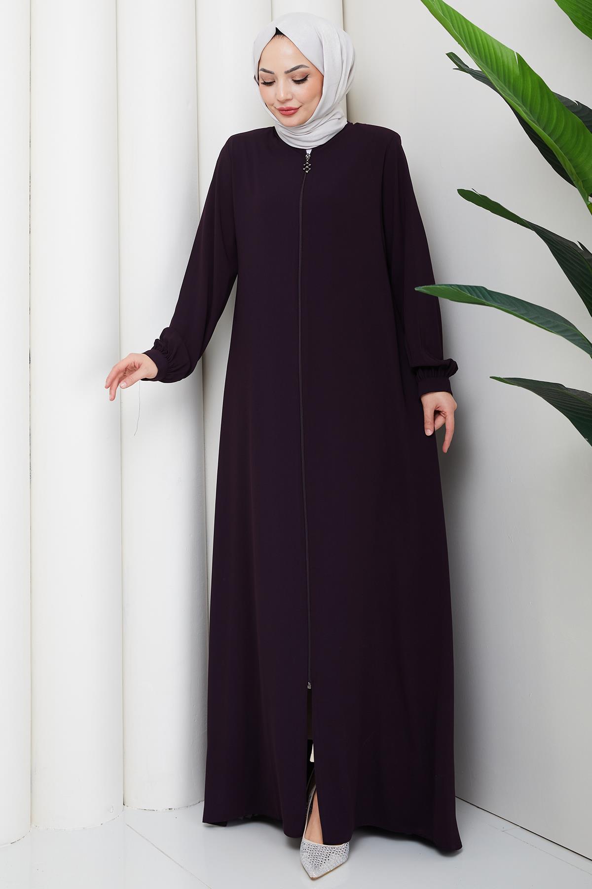 Arkası Piliseli Ferace Mor HM2906